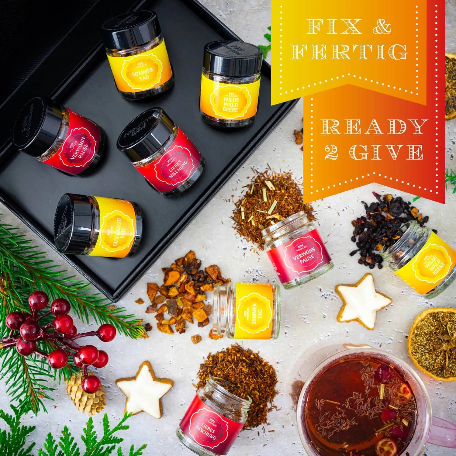 VIELFALT TASSE FÜR TASSE - Edition \Frohe Weihnachten Orange Chris...\: Vergiss beliebige Tee-Sets voller austauschbarer Standardmischungen - echter Teegenuss entsteht, wo jede Sorte durch Charakter, Qualität & außergewöhnlichen Geschmack überzeugt