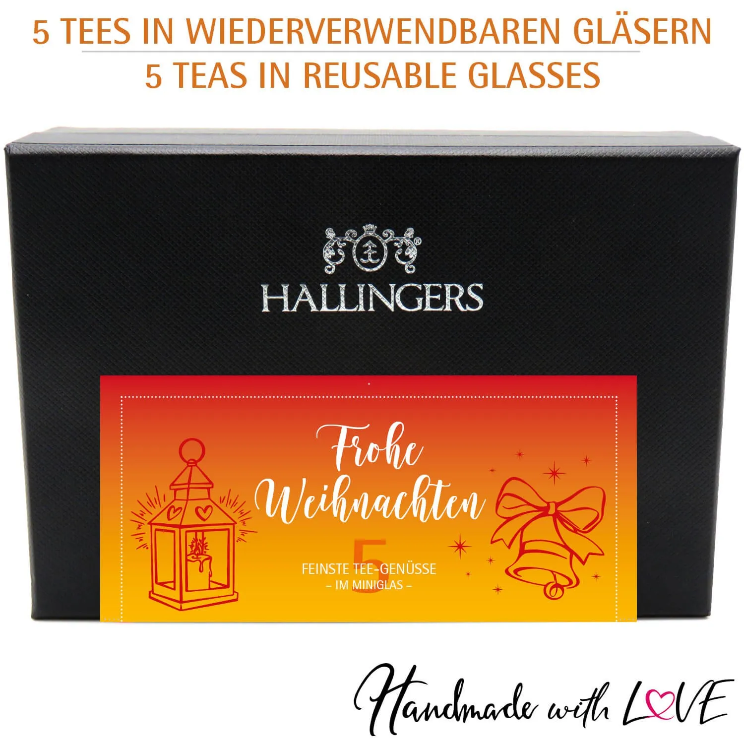 Frohe Weihnachten Orange Christmas - Tee-Set, 5x loser Tee Geschenkbox