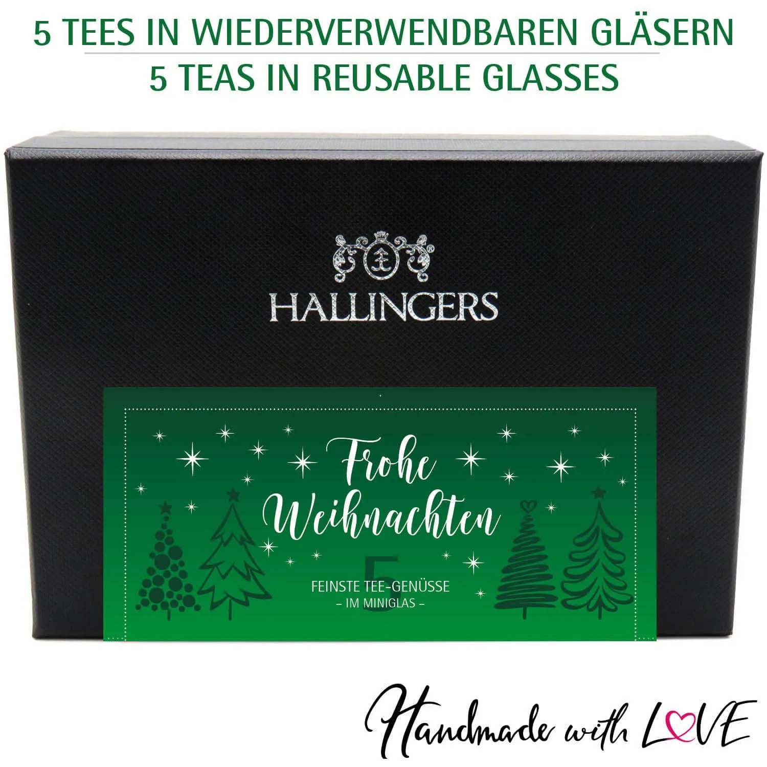 Frohe Weihnachten Green Christmas - Tee-Set, 5x loser Tee Geschenkbox