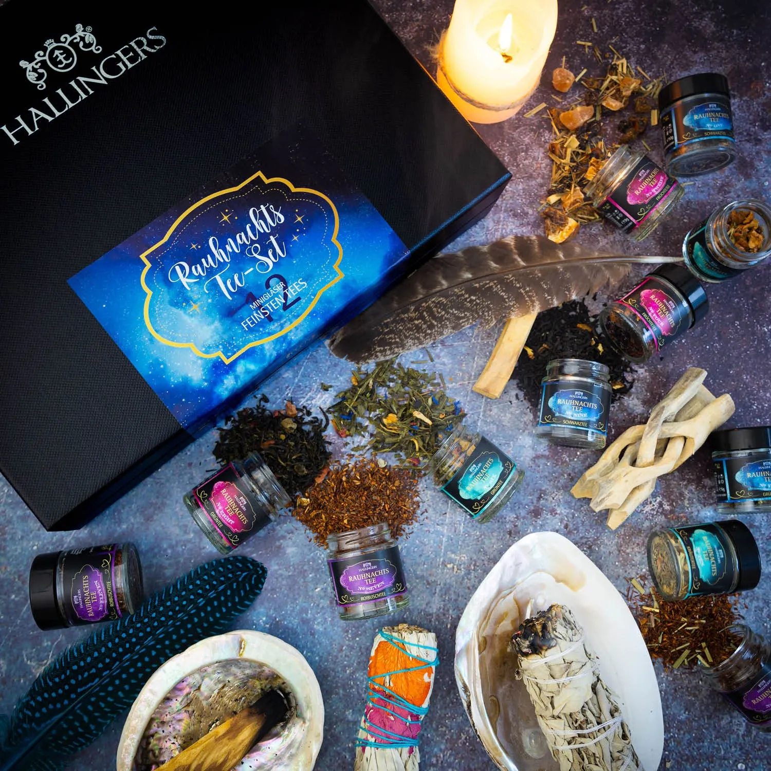 TEE SET IN DER GESCHENKBOX - 12 Sorten premium loser Tee als exklusives Probierset, stilvoll verpackt in einer edlen Geschenkbox mit Rezept-Booklet. Die besondere Geschenkidee für Teeliebhaber, Genießer & entspannte Wohlfühlmomente
