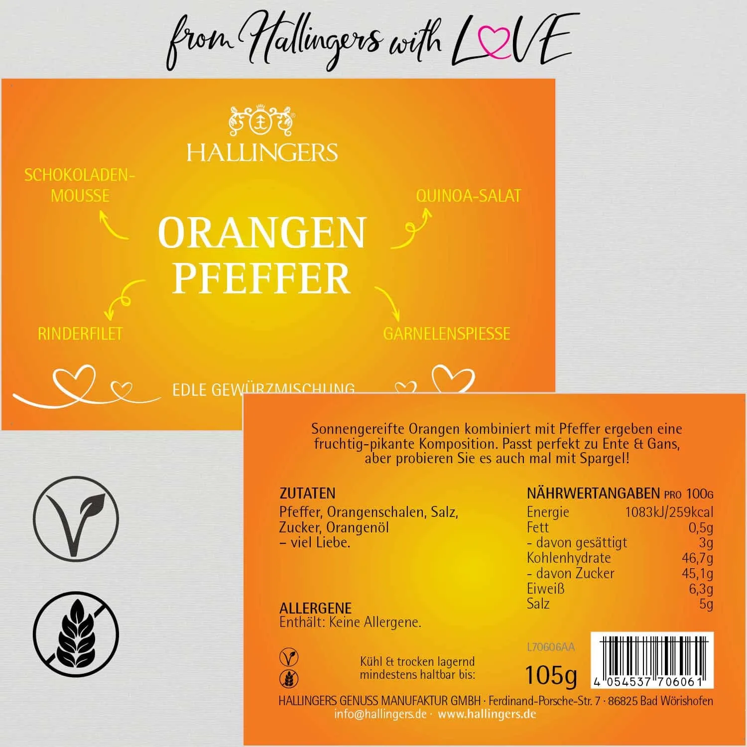 Origineller Orangen-Pfeffer (für winterliche Ente, Fleisch & Gemüse) - Pfeffer, zum Kochen Geschenkdose