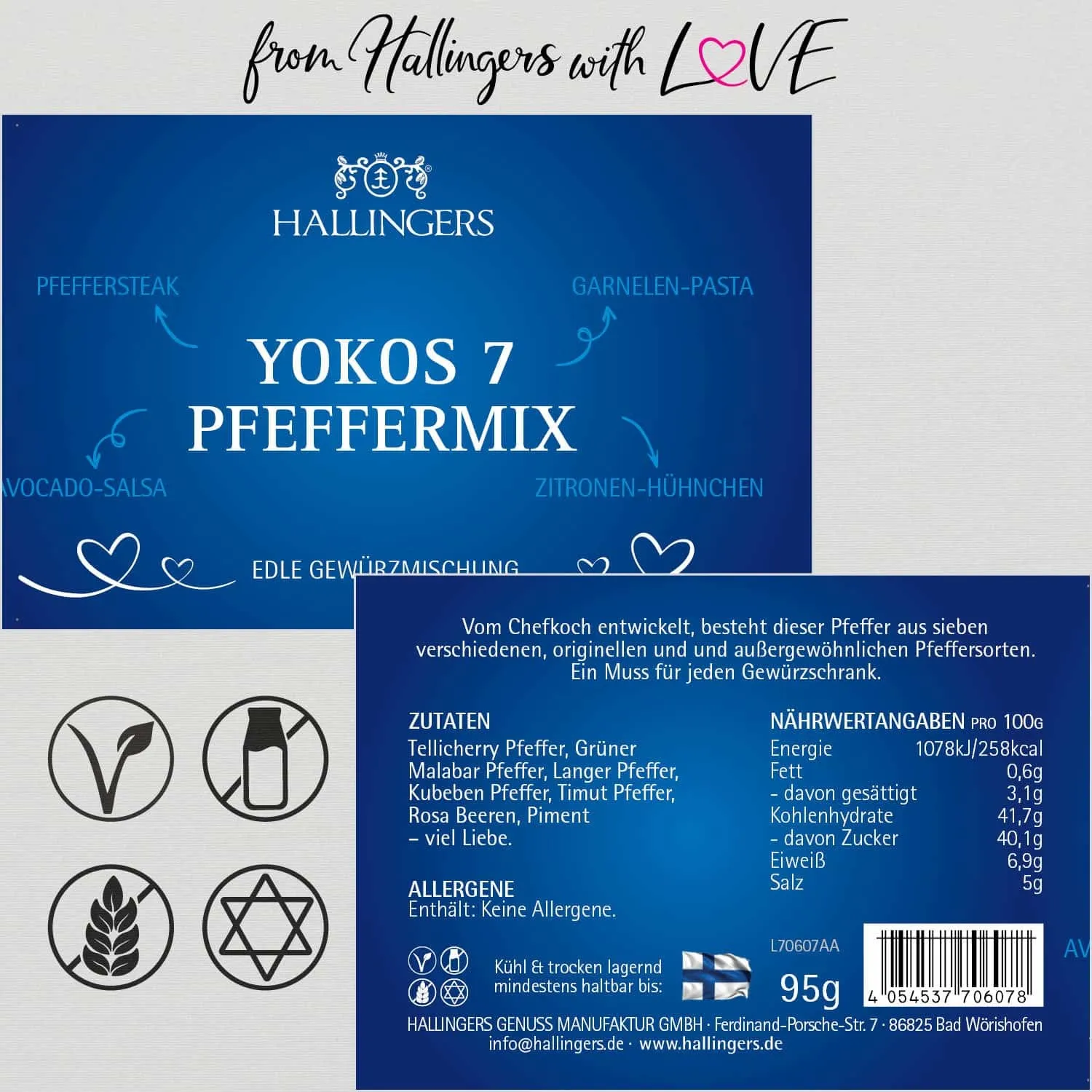 Yokos Sieben Pfeffermix (für Pfeffersauce, Pilze & Rinderfilet) - Pfeffer, zum Kochen Geschenkdose