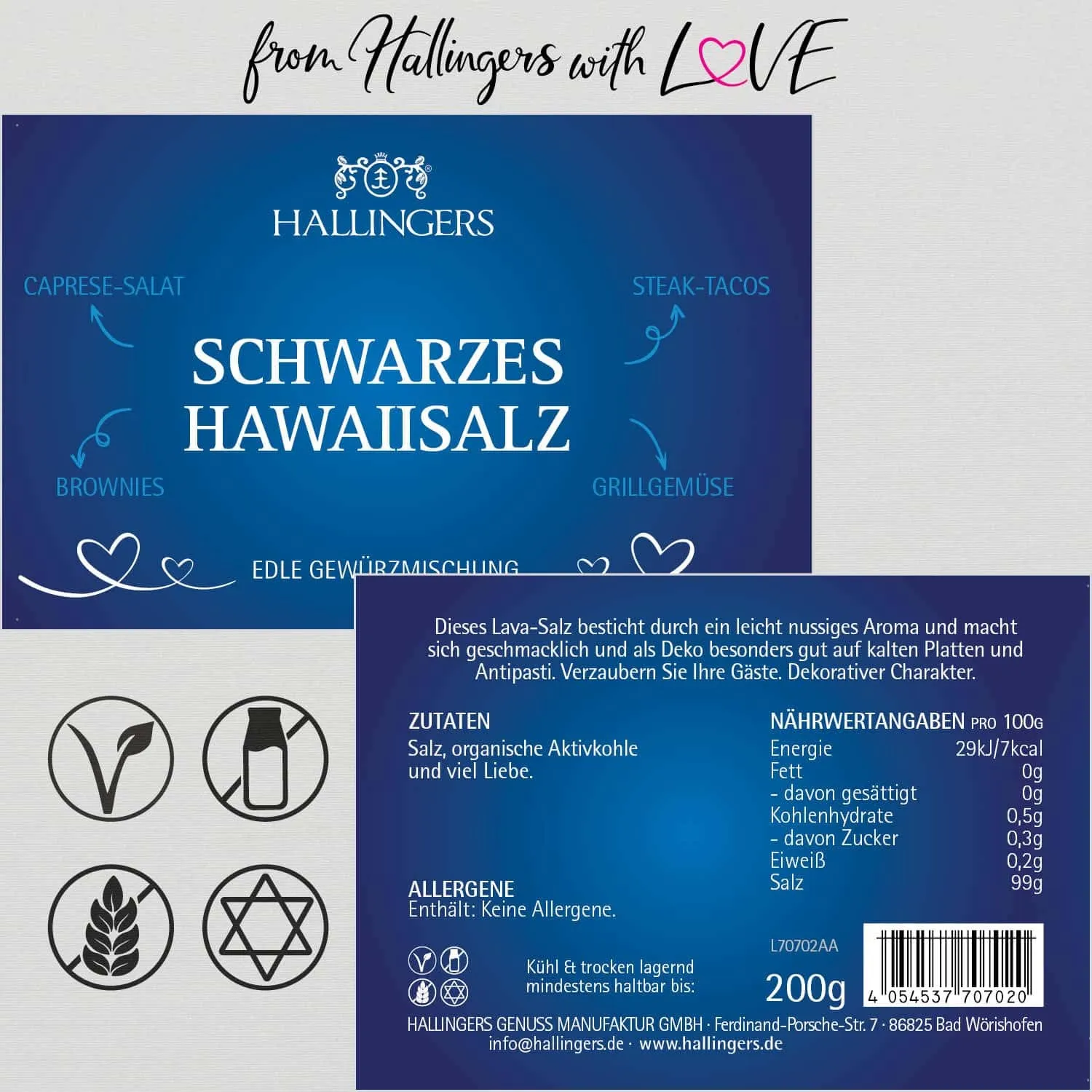 Schwarzes Hawaiisalz (Dekosalz) (für Gemüse, Fisch & Fleisch) - Salz, zum Kochen Geschenkdose