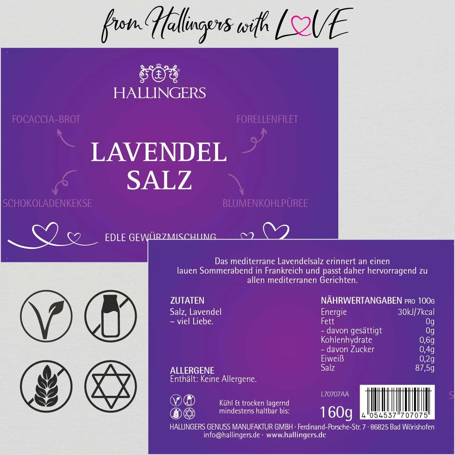 Lavendelsalz (für Salat, Wild & Garnitur) - Salz, zum Kochen Geschenkdose