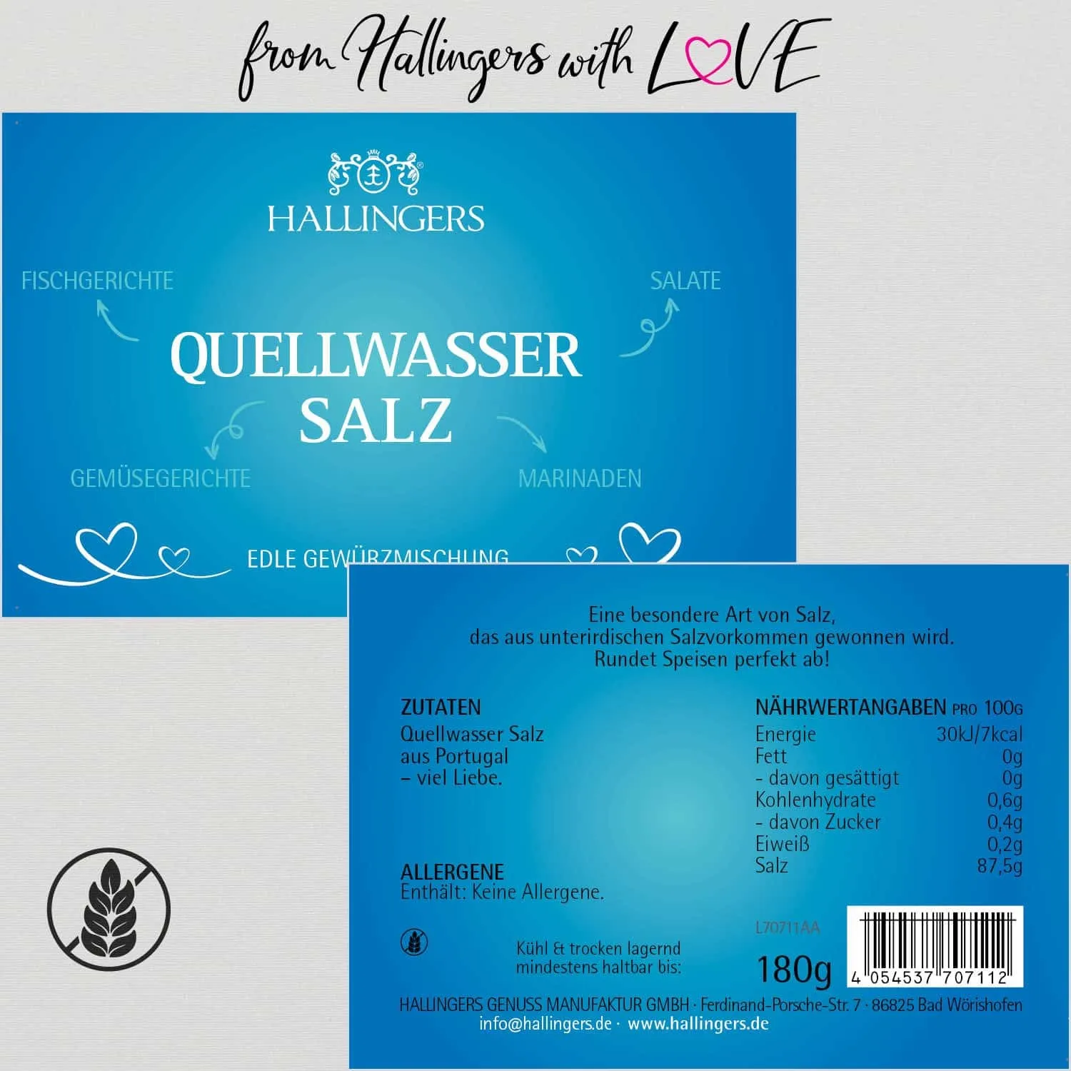 Quellwasser Salz (für Fisch, Gemüsegerichte & Marinaden) - Salz, zum Kochen Geschenkdose