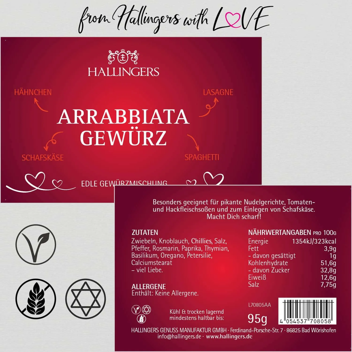 Feuriges Arrabbiata-Gewürz (für Pasta, Schafskäse & Saucen) - Gewürzmischung, zum Kochen Geschenkdose