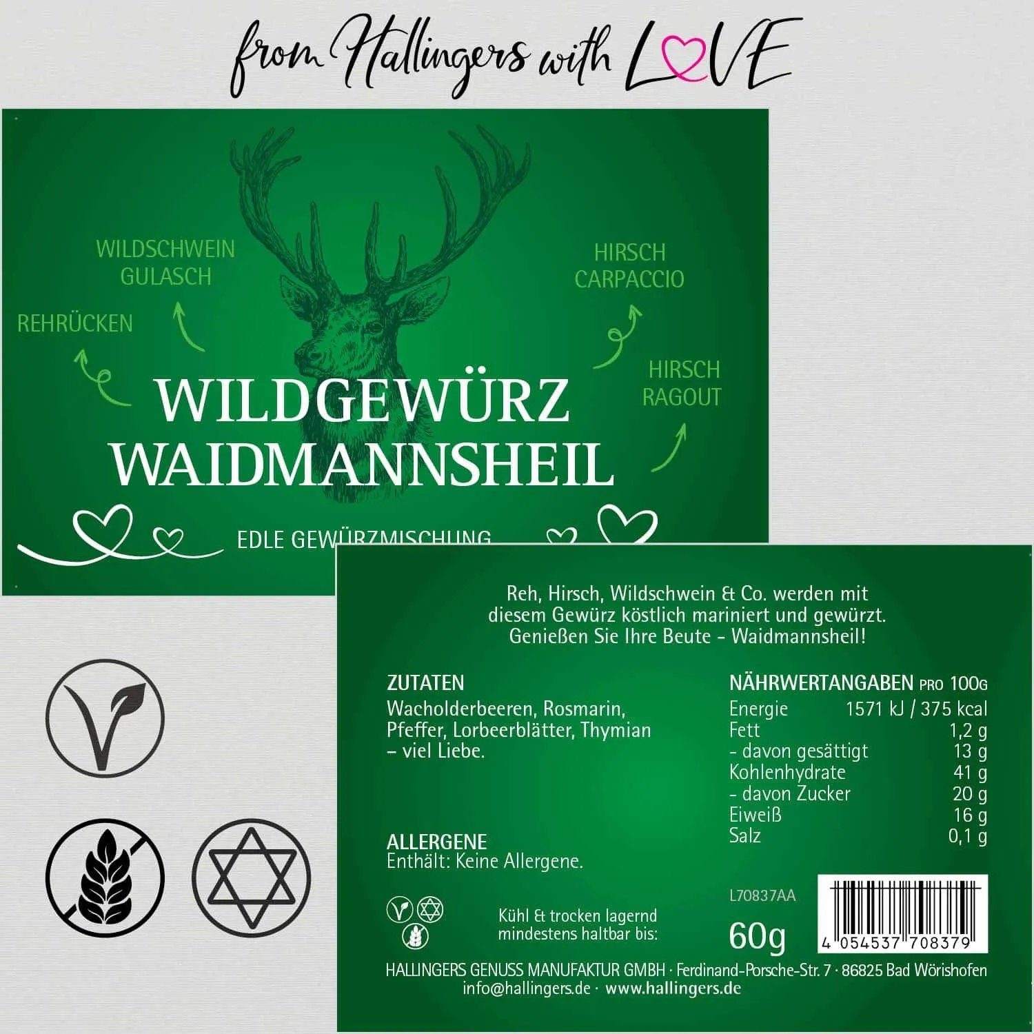 Wildgewürz Waidmannsheil (für Reh, Wildschwein & Hirsch) - Gewürzmischung, zum Kochen Geschenkdose