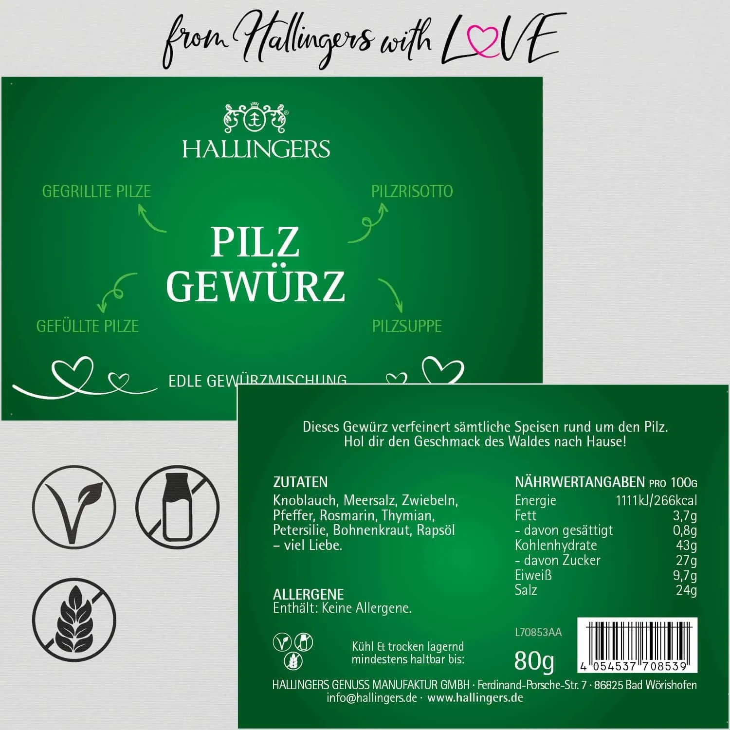 Pilz-Gewürz (für gegrillte Pilze, Pilzrisotto & Pilzsuppe) - Gewürzmischung, zum Kochen Geschenkdose