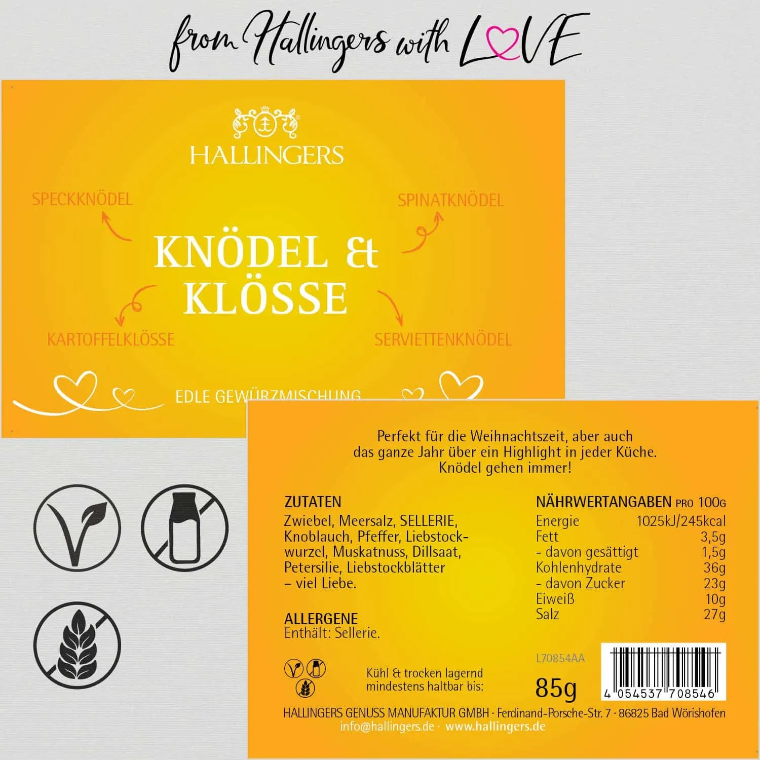 Knödel & Klöße (für Speck-/Spinatknödel & Kartoffelklöße) - Gewürzmischung, zum Kochen Geschenkdose