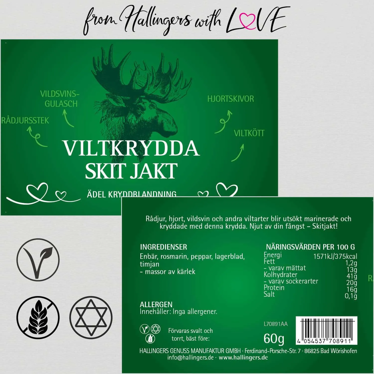 Viltkrydda Skit jakt - Svenska (für Reh, Wildschwein & Hirsch) - Gewürzmischung, zum Kochen Geschenkdose