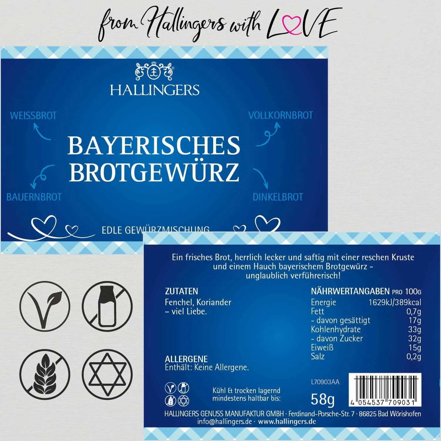 Bayerisches Brotgewürz (für in oder auf das Brot) - Gewürzmischung, zum Kochen Geschenkdose