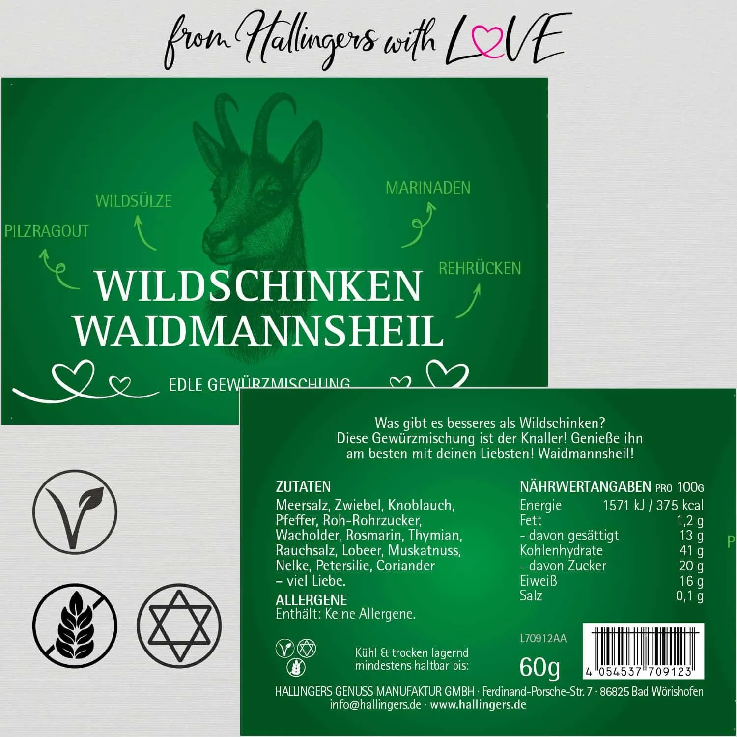 Wildschinken Waidmannsheil (für Wildgerichte & Schinkenwürze) - Gewürzmischung, zum Kochen Geschenkdose