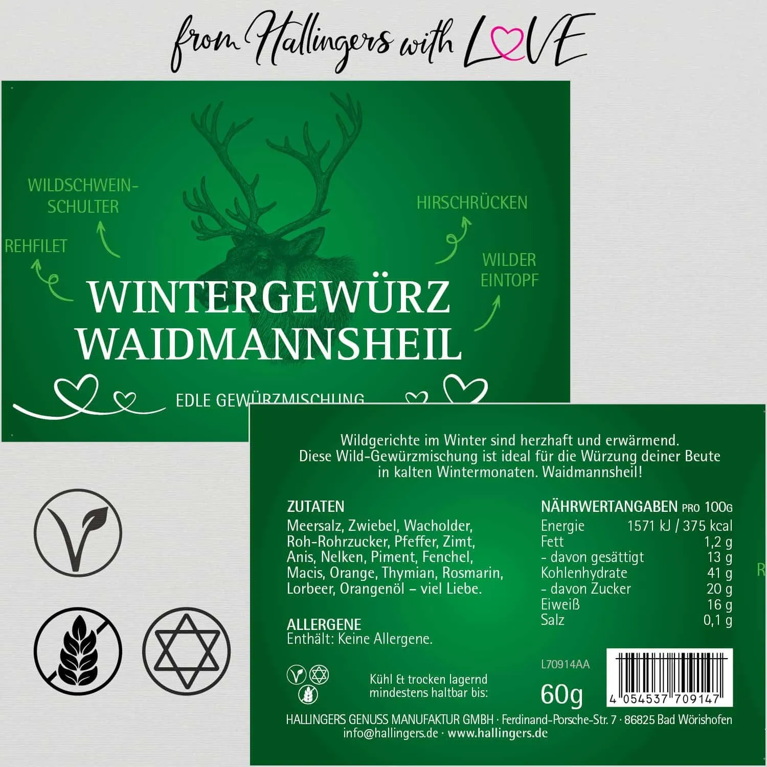 Wintergewürz Waidmannsheil (für Wild im Winter & Wildgulasch) - Gewürzmischung, zum Kochen Geschenkdose