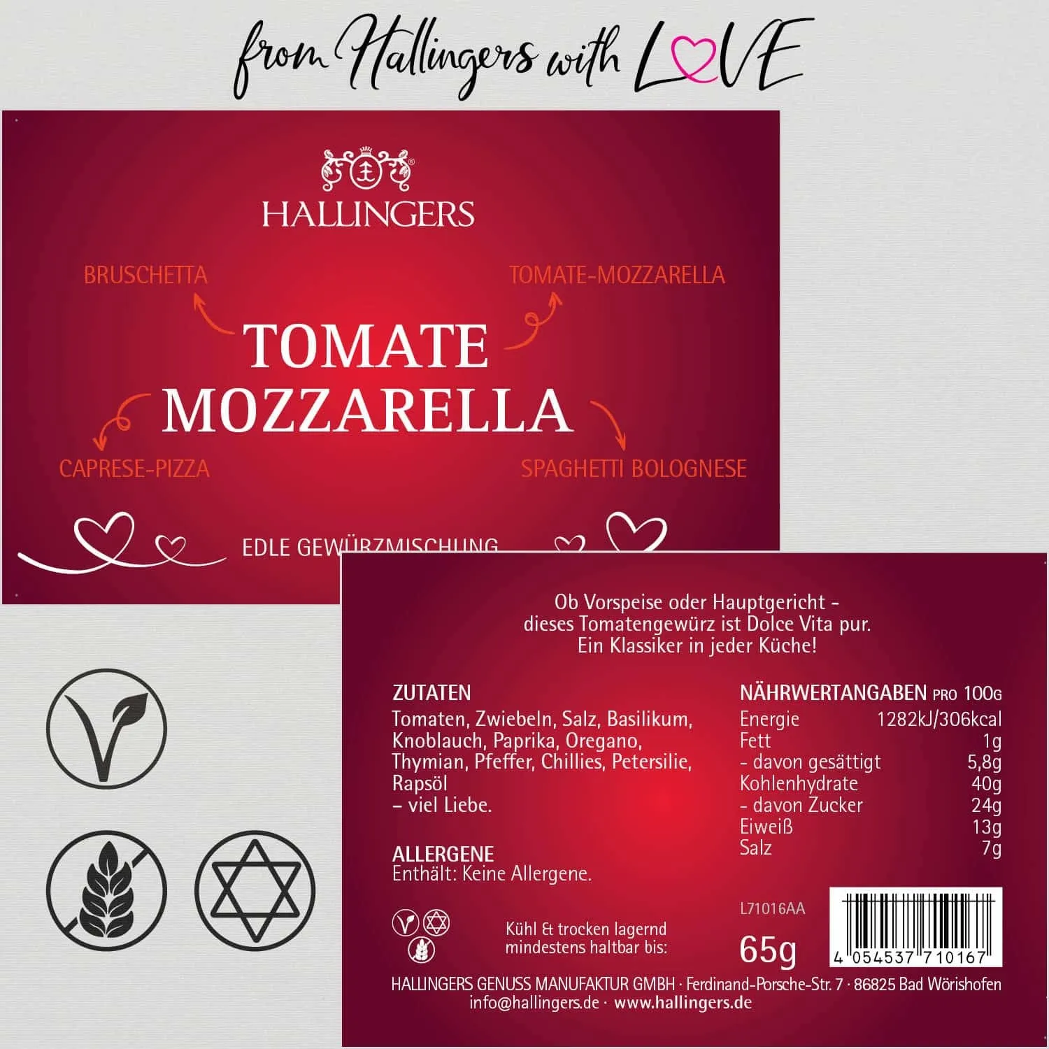 Tomatengewürz Tomate Mozzarella (für Tomaten-Salat, Suppe & Gemüse) - Gewürzmischung, zum Kochen Geschenkdose