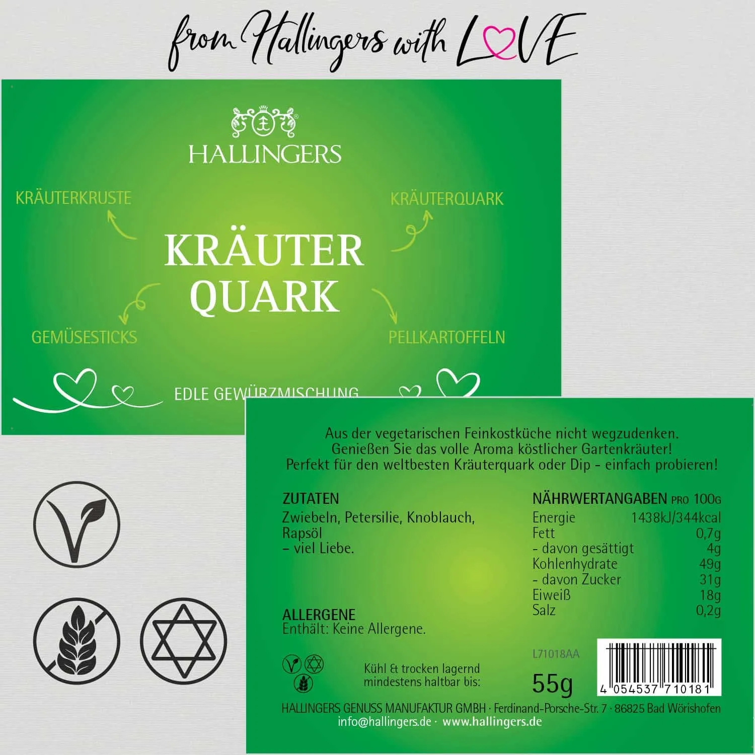 Kräuterquark (für Quark, Sauce & Kräuterbutter) - Gewürzmischung, zum Kochen Geschenkdose