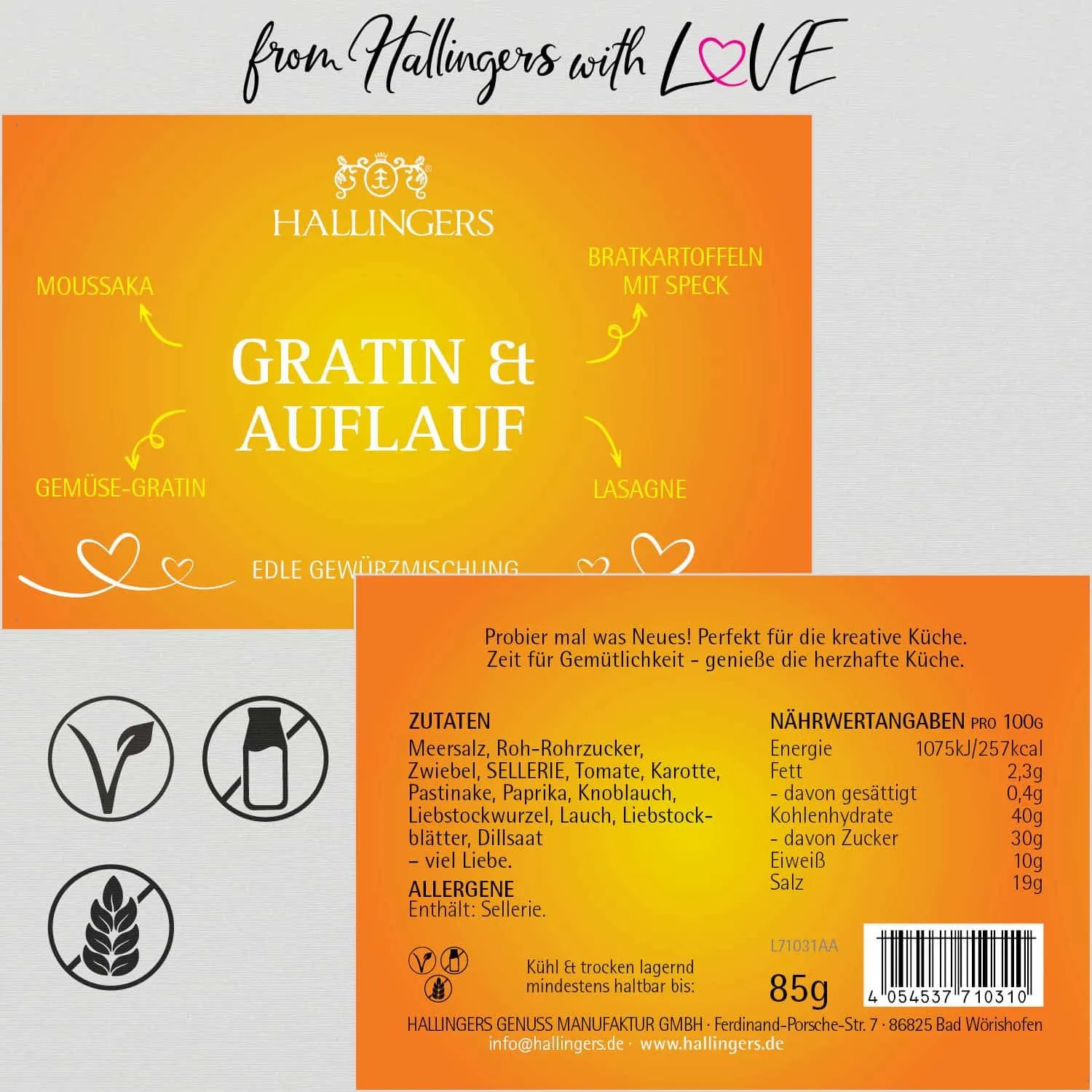 Gratin & Auflauf (für Moussaka, Lasagne & Bratkartoffeln) - Gewürzmischung, zum Kochen Geschenkdose