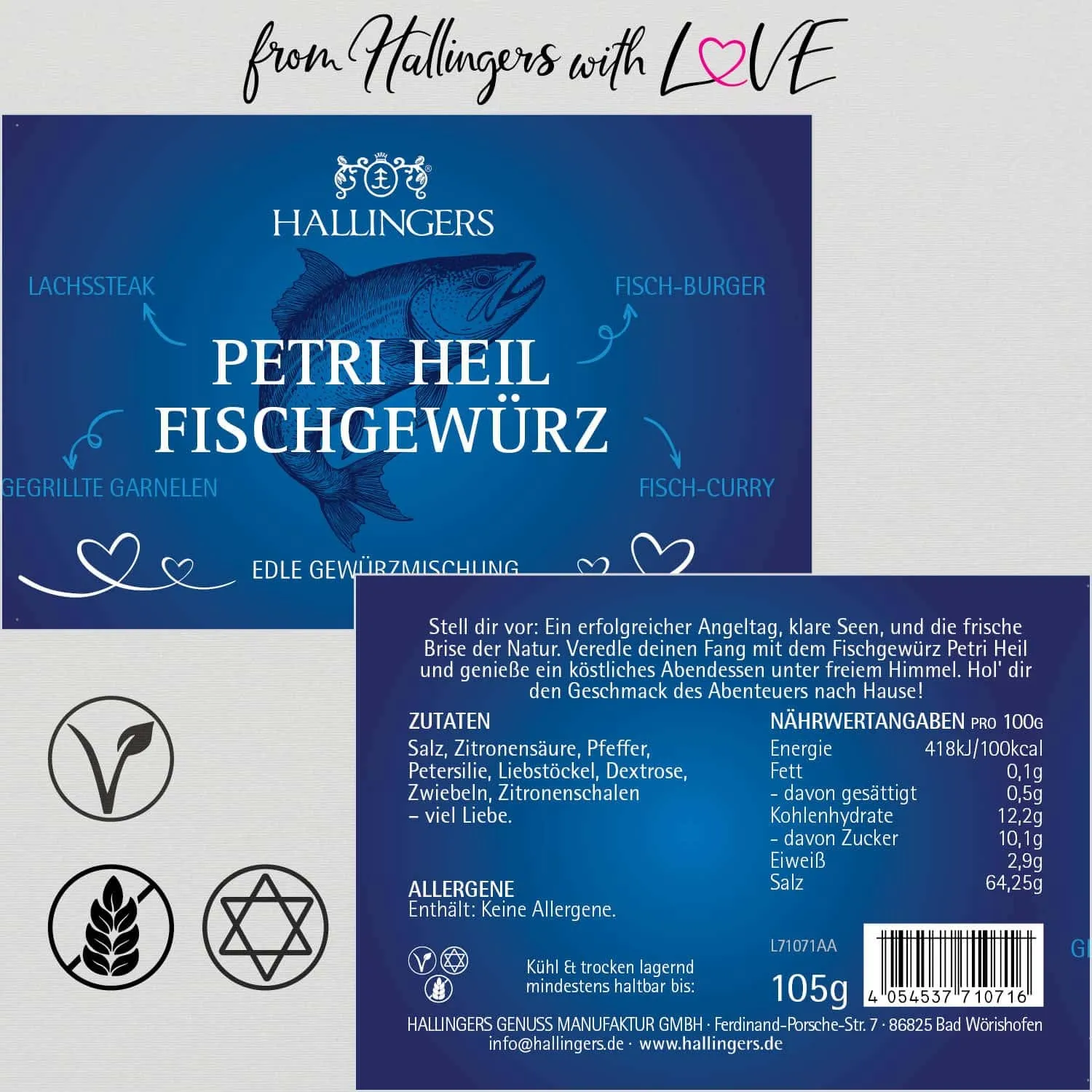 Petri Heil Fischgewürz (für Fisch, Gemüsepfanne & Avocado) - Gewürzmischung, zum Kochen Geschenkdose