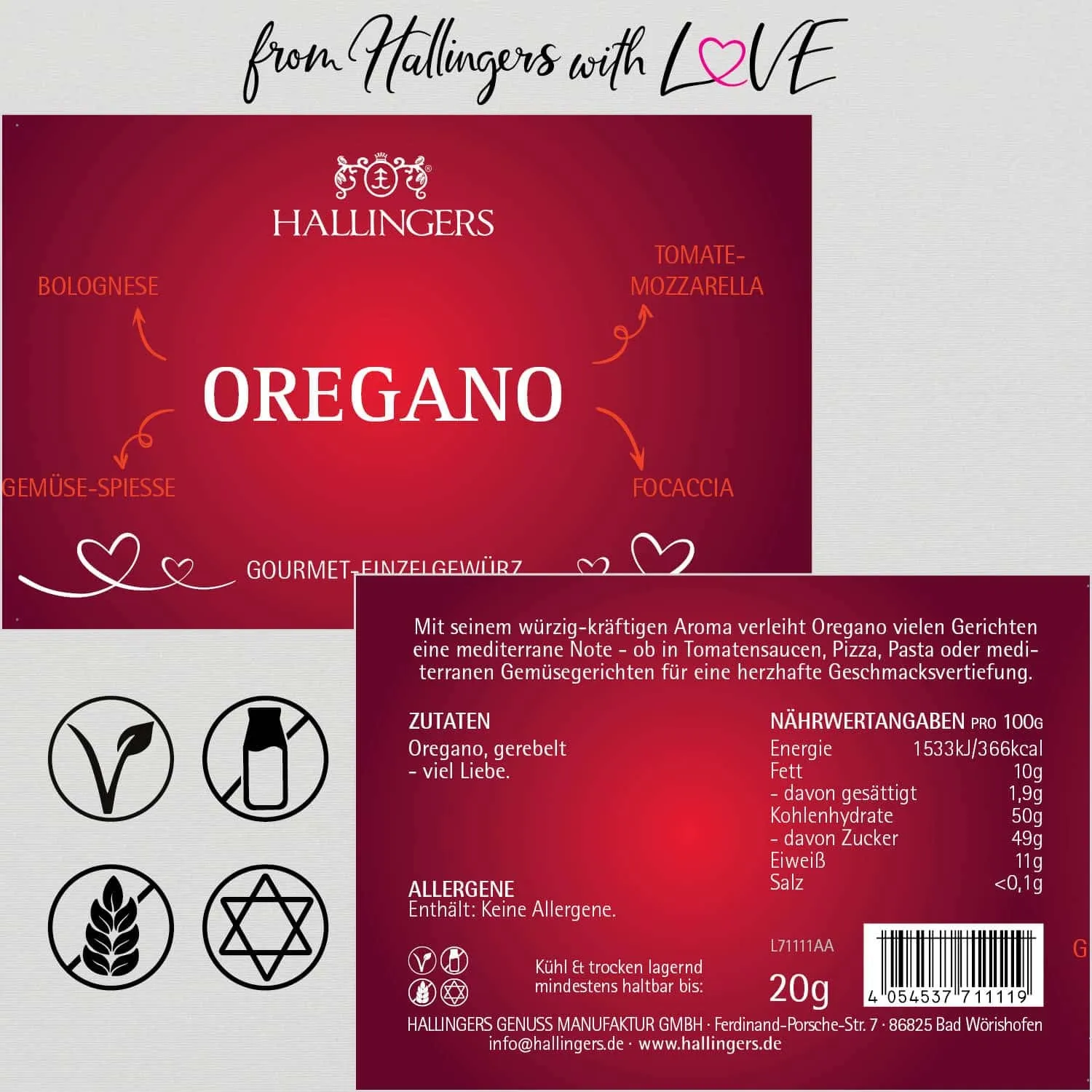 Oregano  (für Bolognese, Focaccia & Mozarella) - Gewürz Basic, zum Kochen Geschenkdose