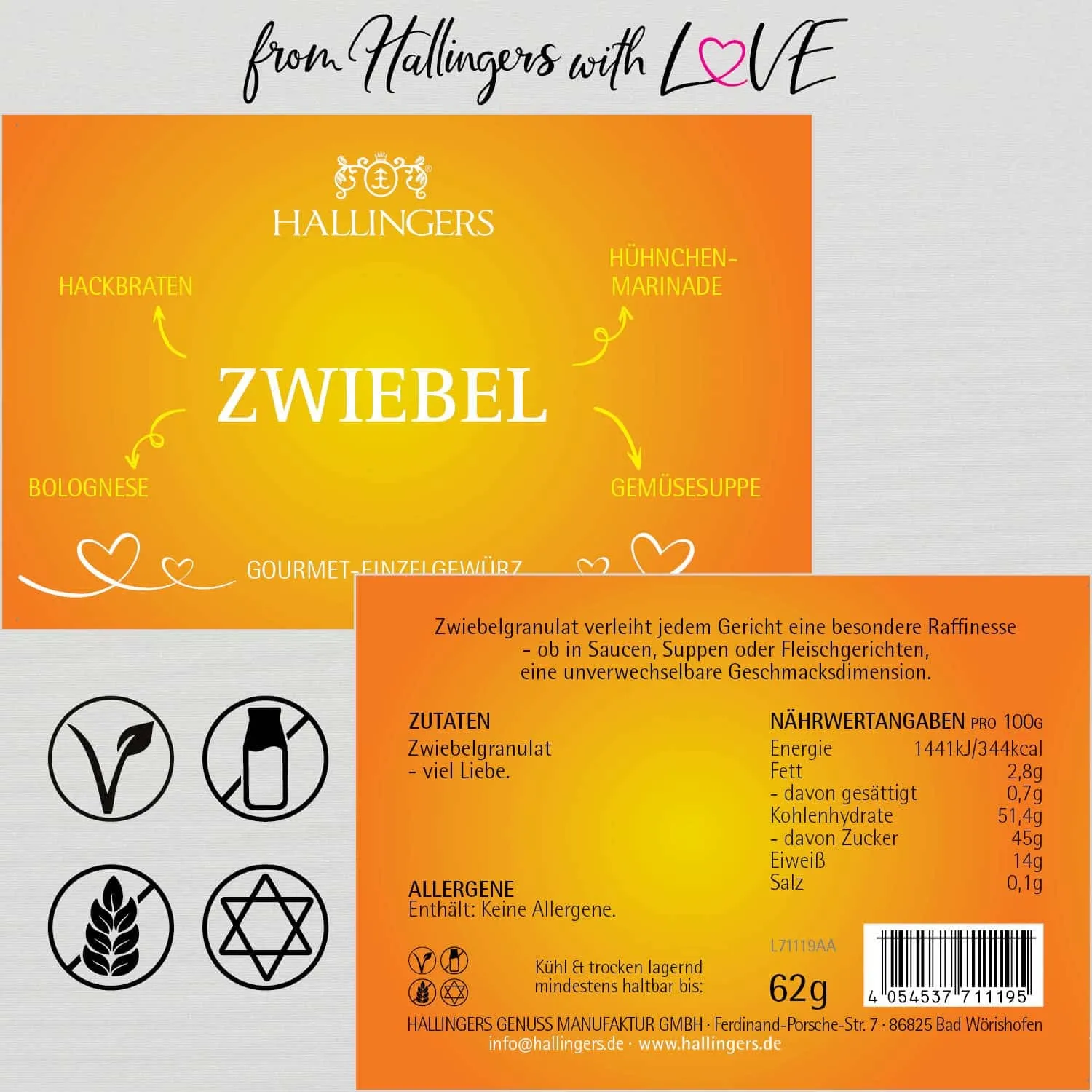 Zwiebel (für Hackbraten, Marinade & Bolognese) - Gewürz Basic, zum Kochen Geschenkdose