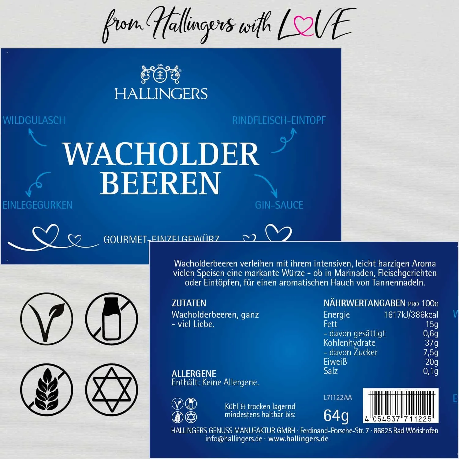 Wacholderbeeren (für Wildgulasch, Rindeintopf & Gin-Sauce) - Gewürz Basic, zum Kochen Geschenkdose