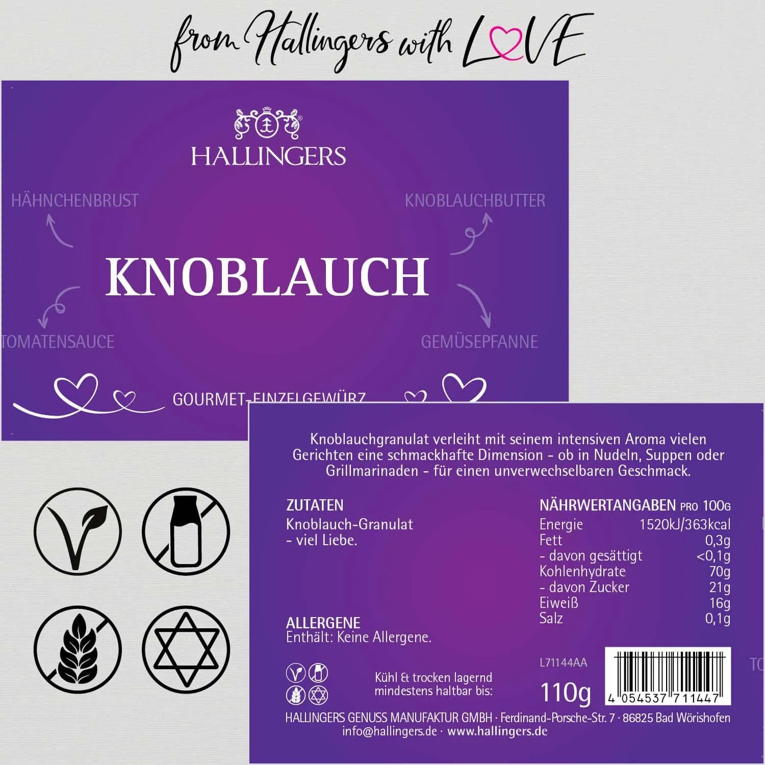 Knoblauch (für Hähnch, Sauce & Knoblauchbutter) - Gewürz Basic, zum Kochen Geschenkdose