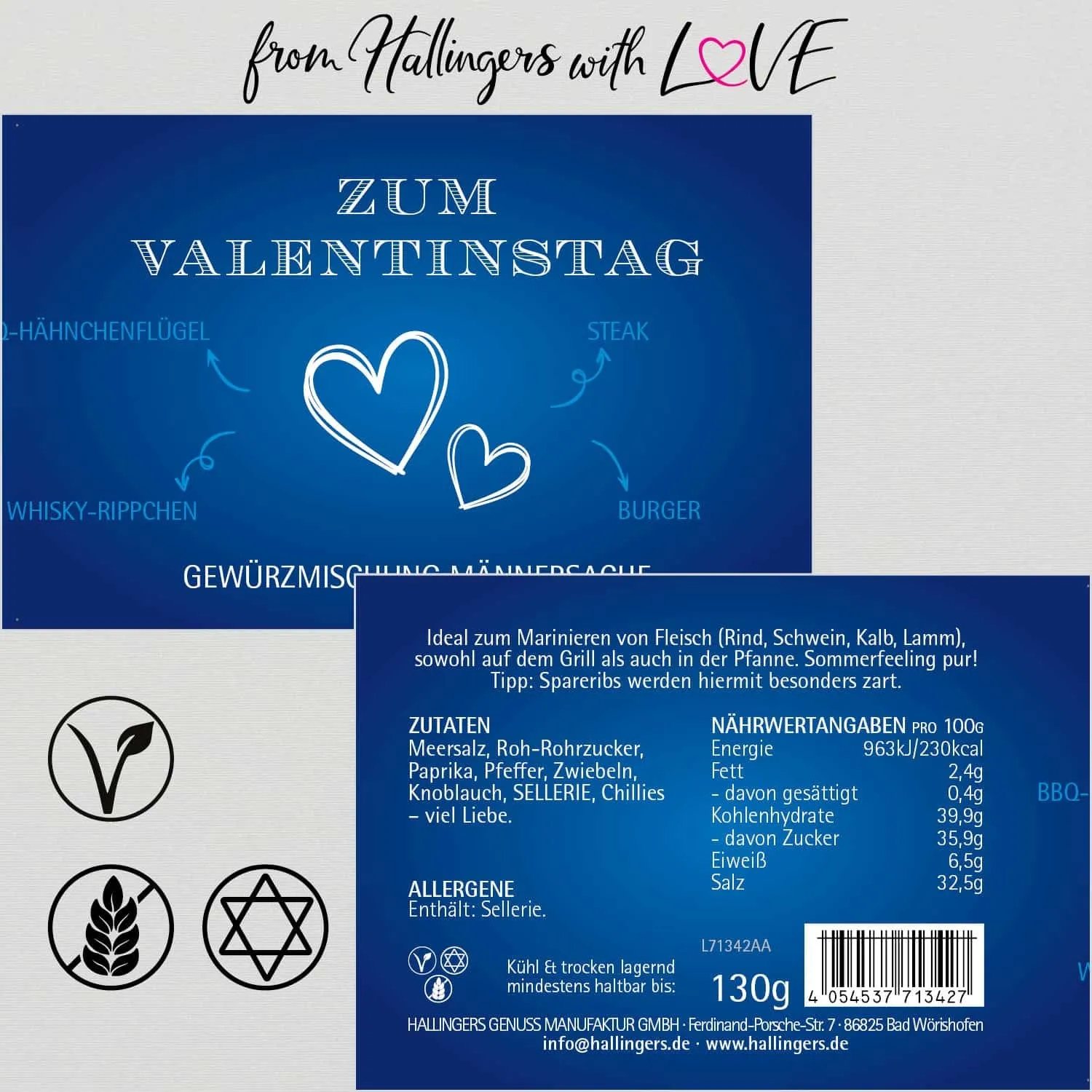 Zum Valentinstag - blue (für Marinaden, Spare Ribs & Grill) - Gewürzmischung, zum Kochen Geschenkdose