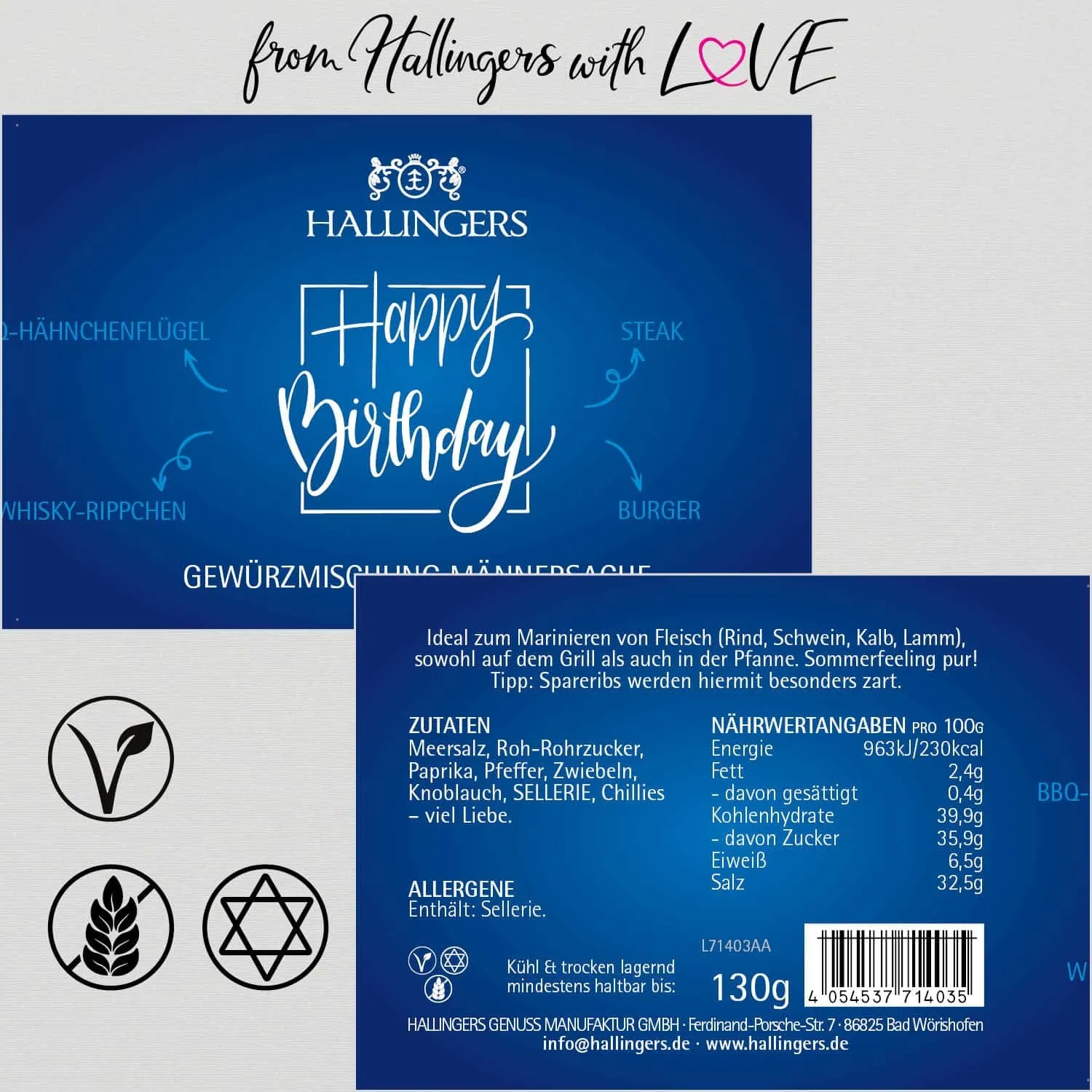Happy Birthday - blue (für Salat, Gemüse & Geflügel) - Gewürzmischung, zum Kochen Geschenkdose