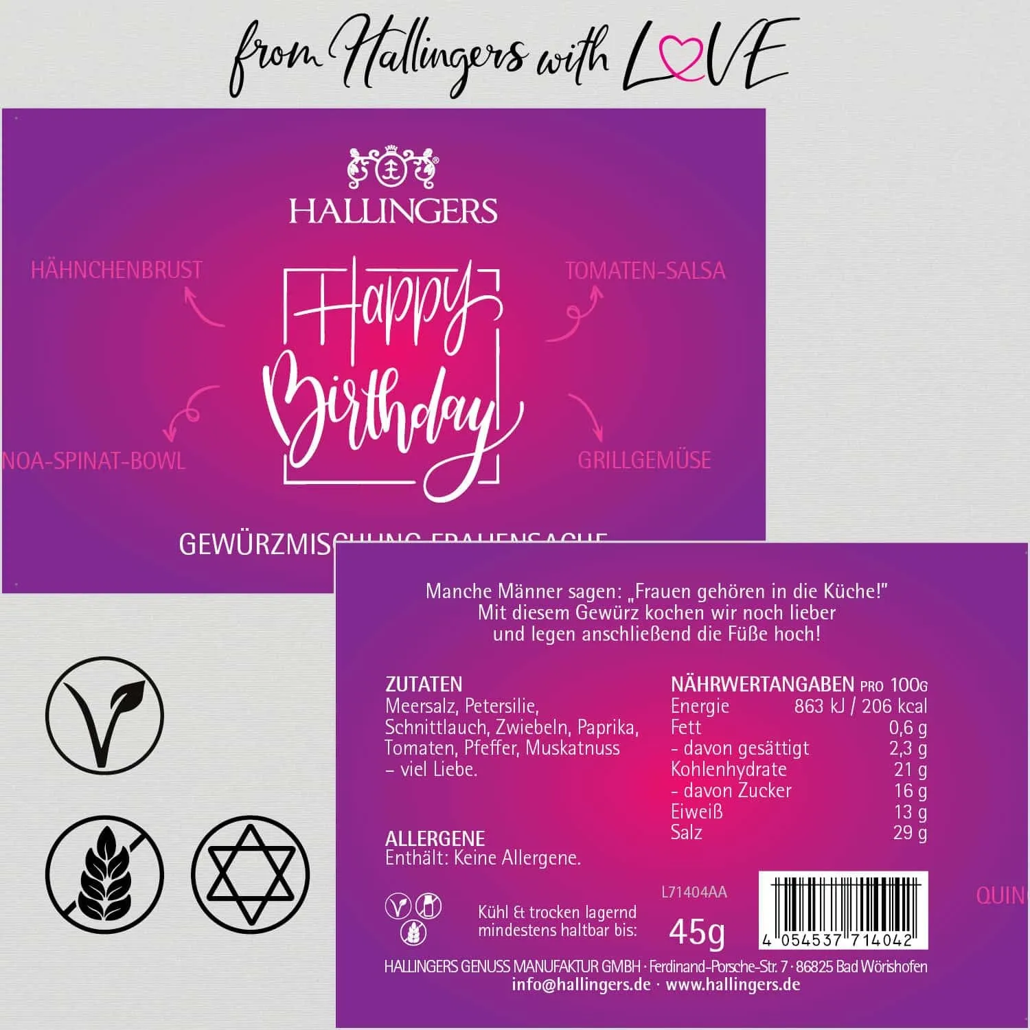 Happy Birthday - pink (für Marinaden, Spare Ribs & Grill) - Gewürzmischung, zum Kochen Geschenkdose