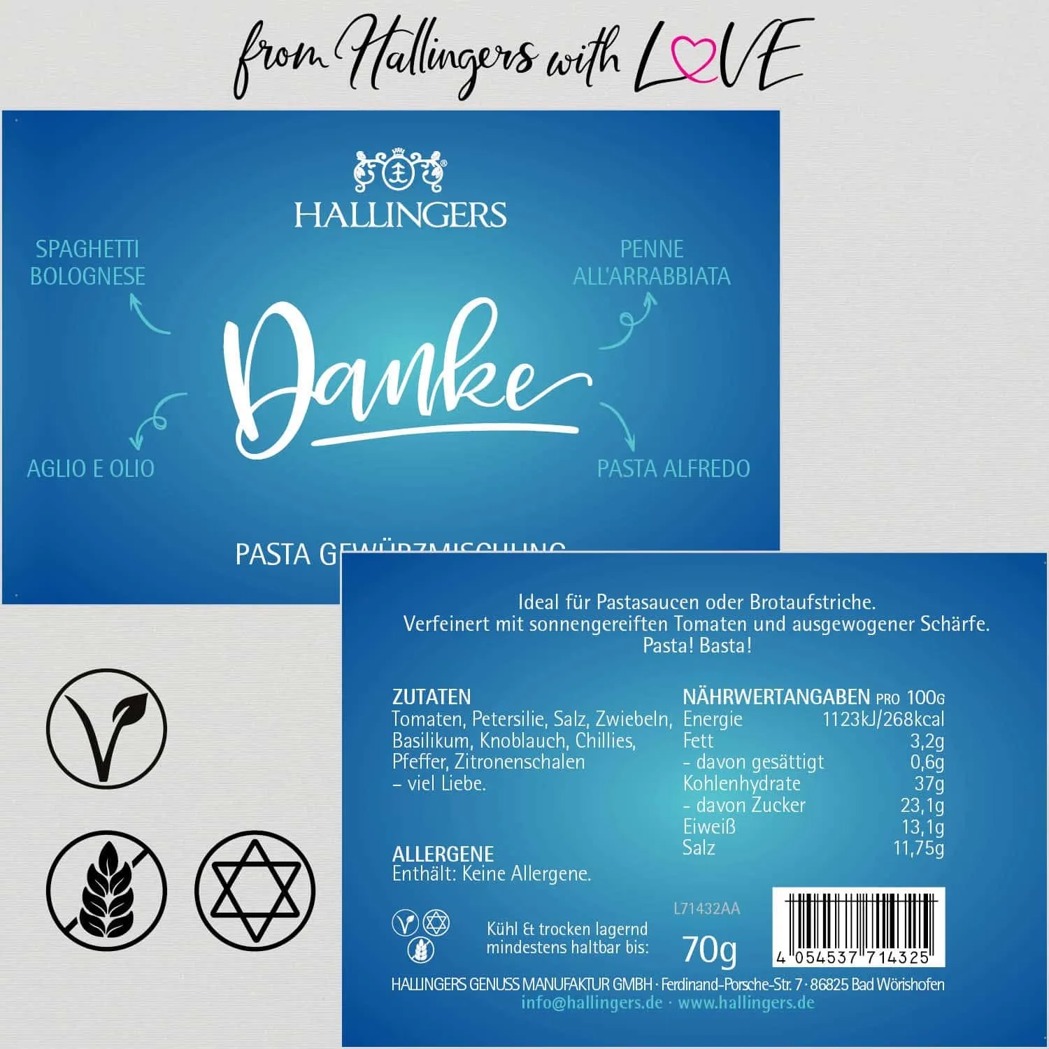 Danke (für Pasta, Brotaufstrich & Saucen) - Gewürzmischung, zum Kochen Geschenkdose