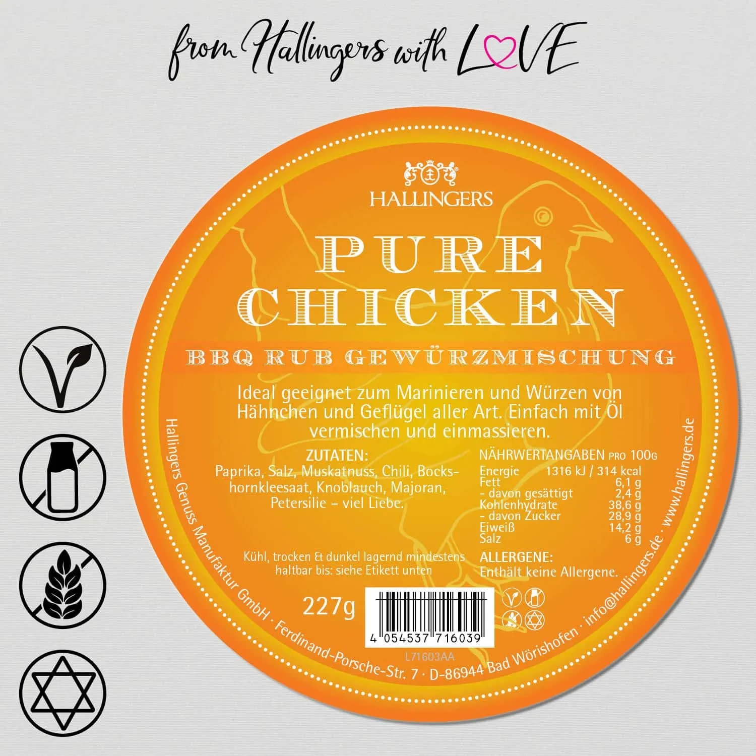 Pure Chicken (für Hähnchen, Pute & Chicken Wings) - Gewürz-Rub, zum Marinieren Aromabeutel