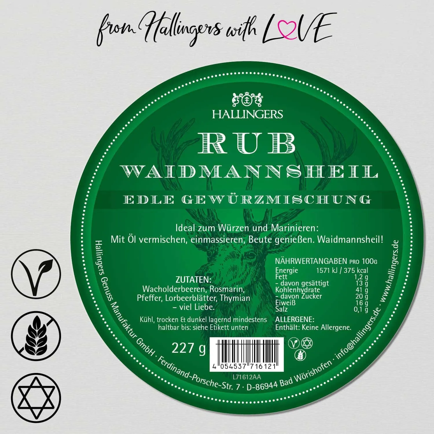 Waidmannsheil Rub (für Reh, Wildschwein & Hirsch) - Gewürz-Rub, zum Marinieren Aromabeutel