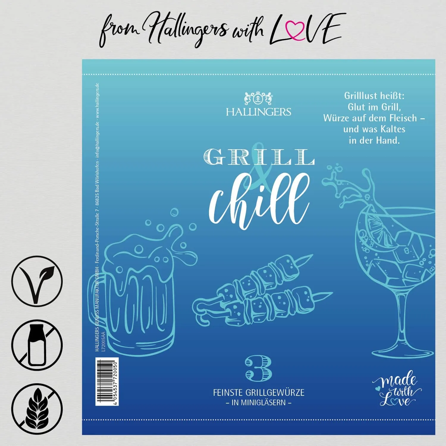 Grill & Chill - Gewürz-Set, 3 Gläser in Geschenkdose