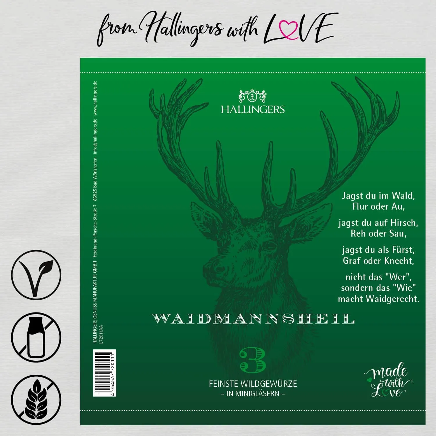 Waidmannsheil - Gewürz-Set, 3 Gläser in Geschenkdose