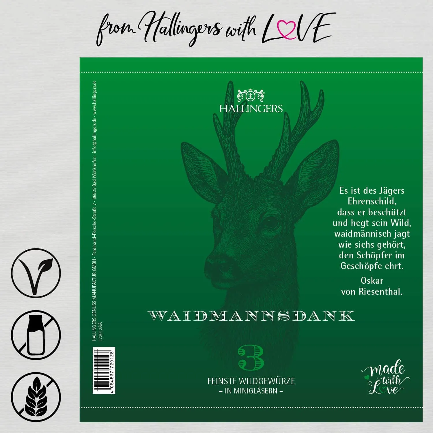 Waidmannsdank - Gewürz-Set, 3 Gläser in Geschenkdose