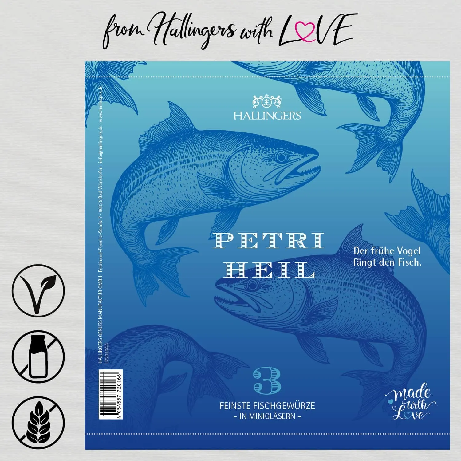 Petri Heil - Gewürz-Set, 3 Gläser in Geschenkdose
