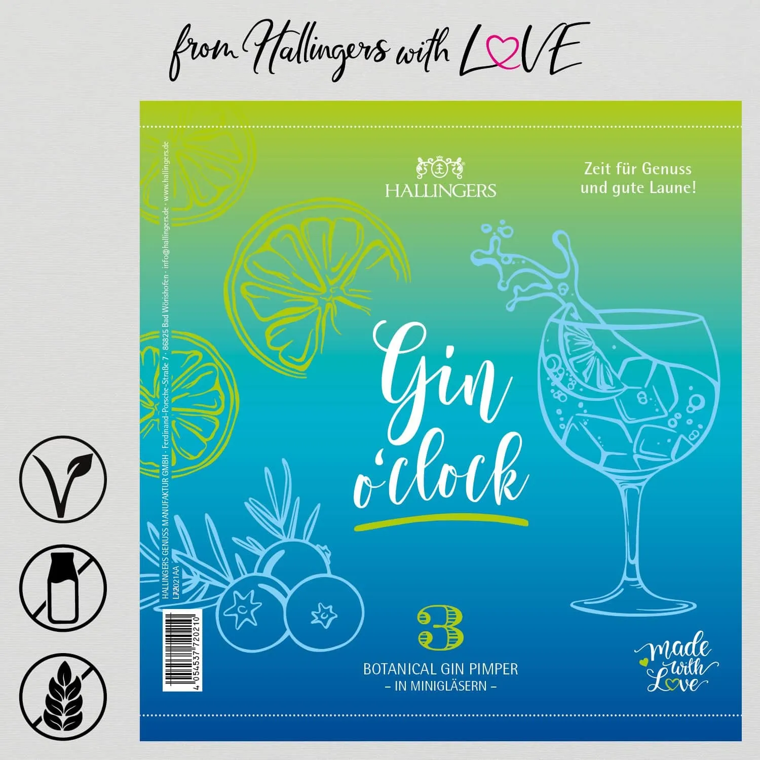 Gin o\clock - Gewürz-Set, 3 Gläser in Geschenkdose