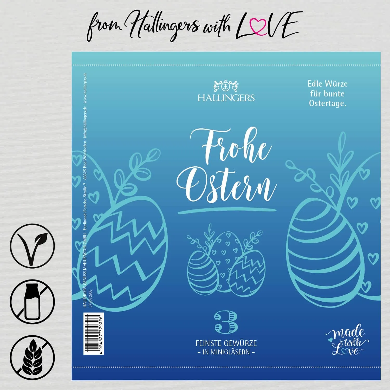 Frohe Ostern - Gewürz-Set, 3 Gläser in Geschenkdose