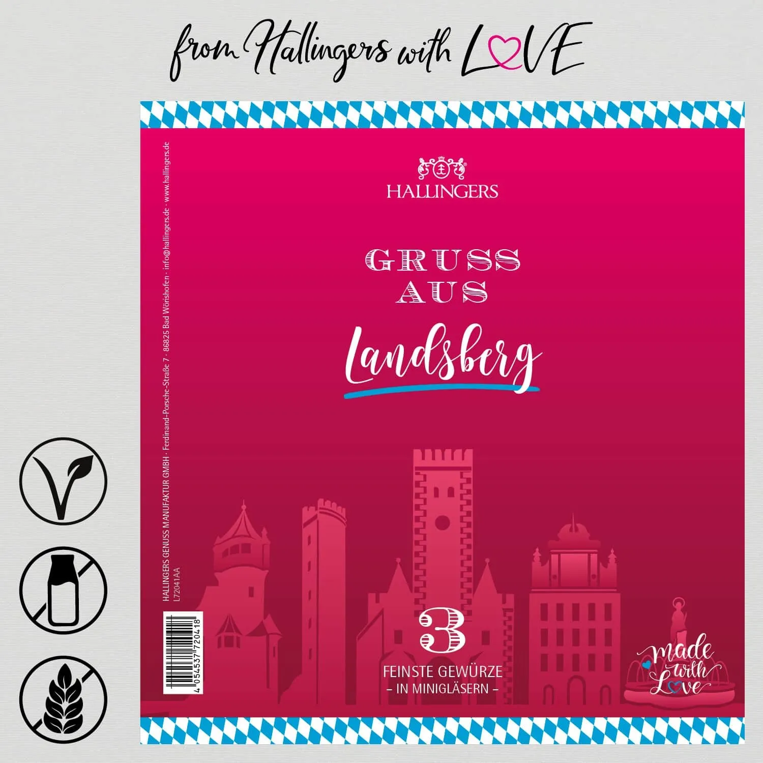 Gruß aus Landsberg - Gewürz-Set, 3 Gläser in Geschenkdose