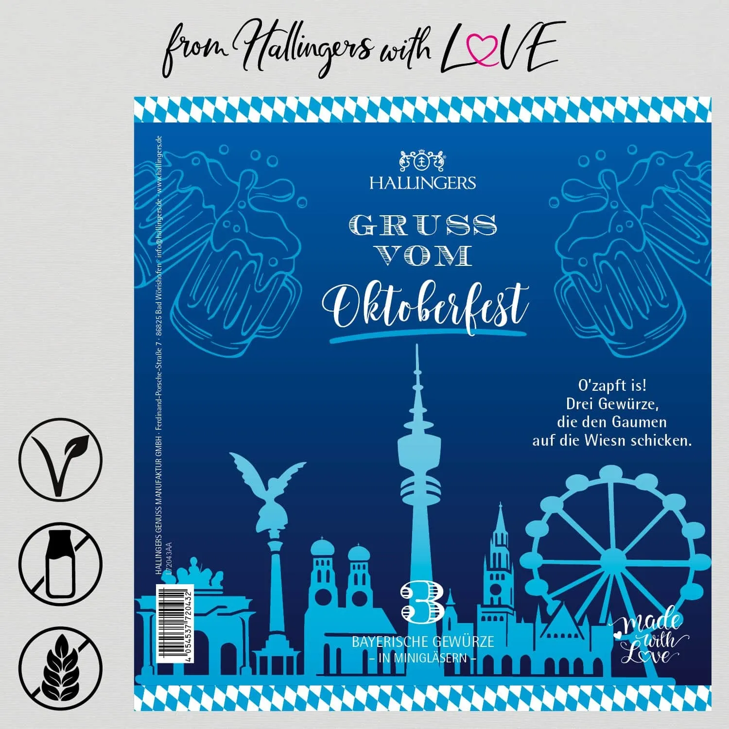 Gruß vom Oktoberfest - Gewürz-Set, 3 Gläser in Geschenkdose
