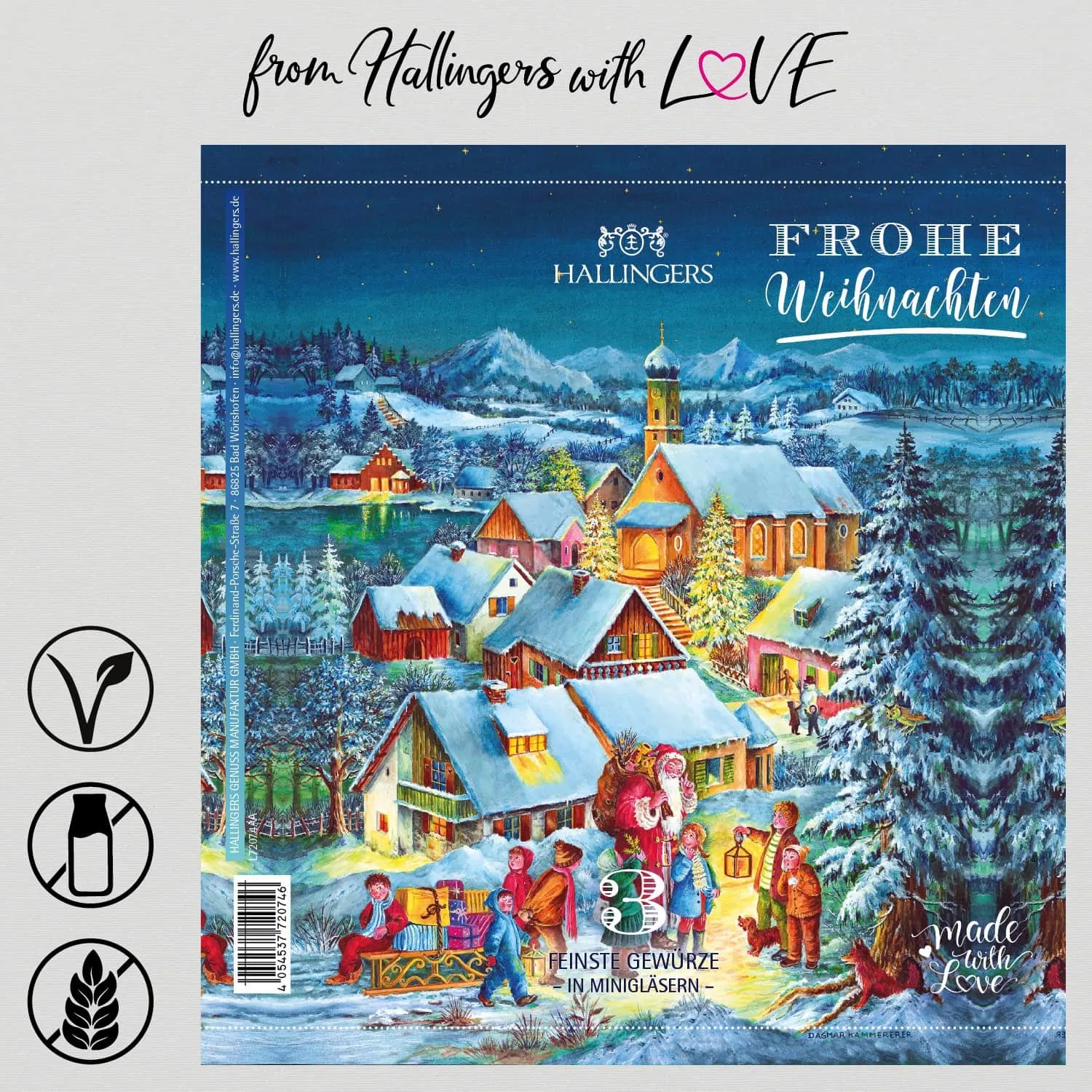 Frohe Weihnachten - Gewürz-Set, 3 Gläser in Geschenkdose