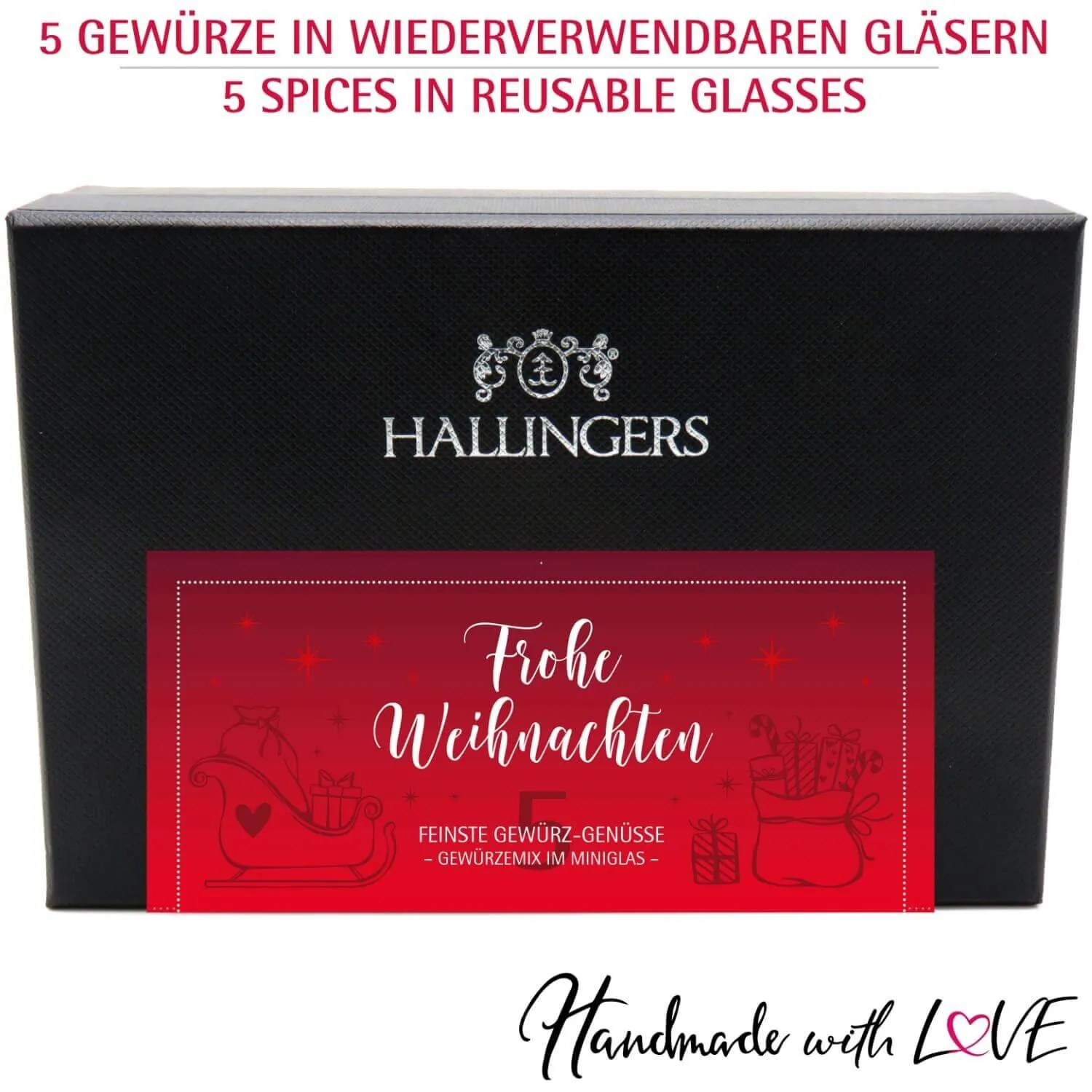 Frohe Weihnachten - Gewürz-Set, 5er Geschenkbox & Booklet