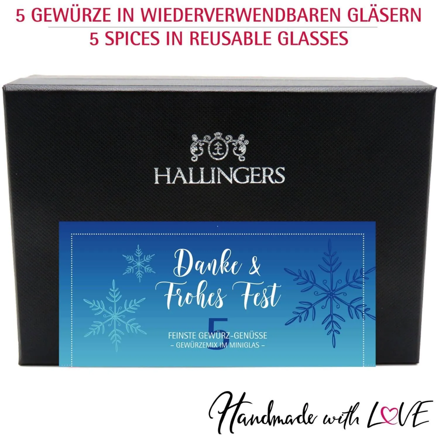 Danke & Frohes Fest - Gewürz-Set, 5er Geschenkbox & Booklet