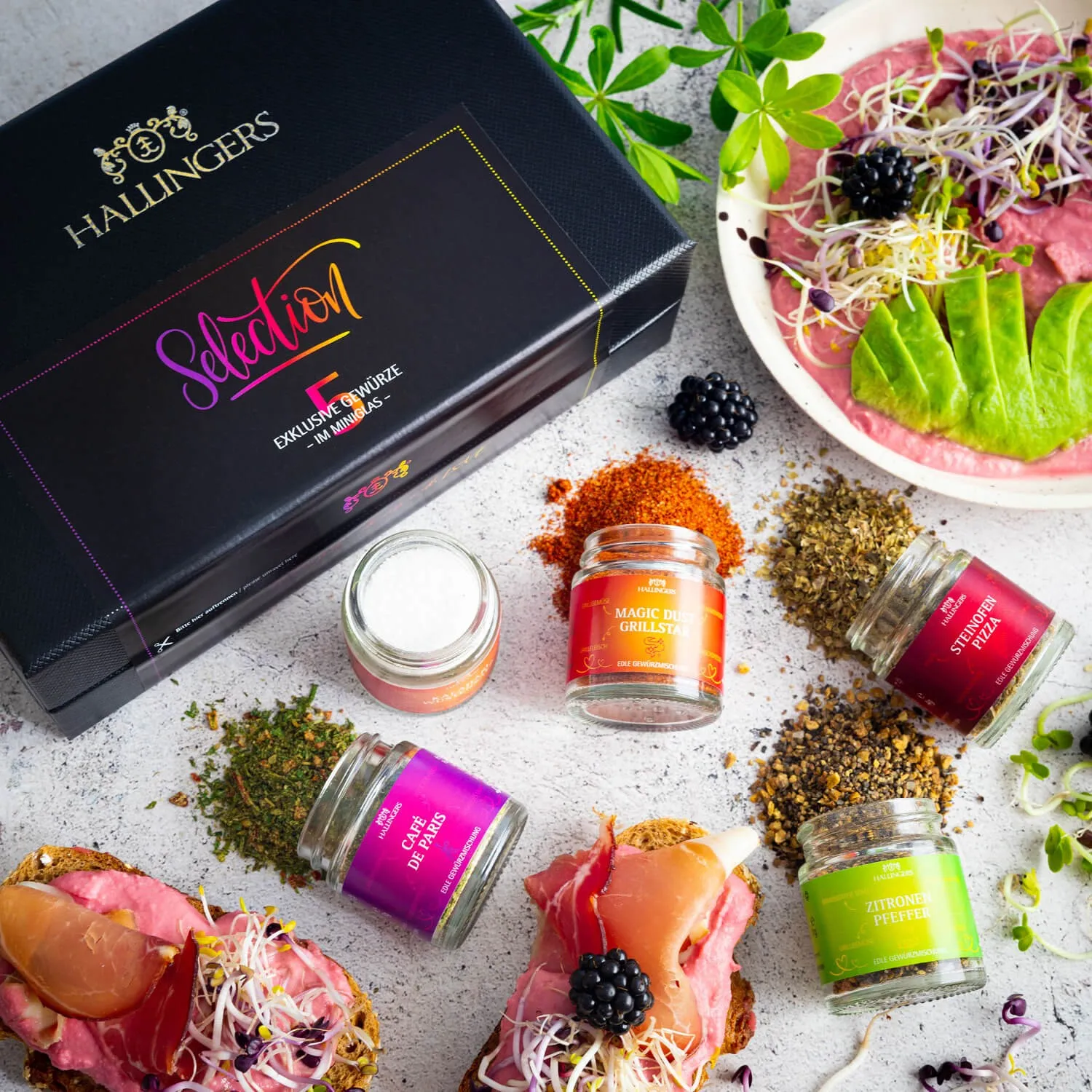 GEWÜRZ SET IN DER GESCHENKBOX - 5 Gewürze aus aller Welt als exklusive Gourmet-Selektion, stilvoll verpackt in einer hochwertigen Geschenkbox mit Rezept-Booklet. Die besondere Geschenkidee für Feinschmecker, Hobbyköche & Genussmomente