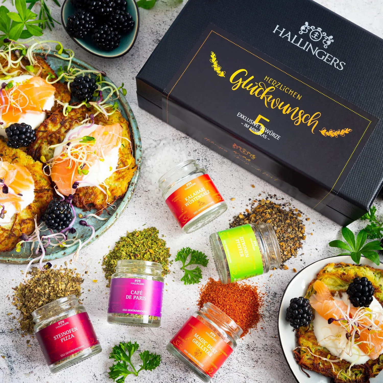 GEWÜRZ SET IN DER GESCHENKBOX - 5 Gewürze aus aller Welt als exklusive Gourmet-Selektion, stilvoll verpackt in einer hochwertigen Geschenkbox mit Rezept-Booklet. Die besondere Geschenkidee für Feinschmecker, Hobbyköche & Genussmomente
