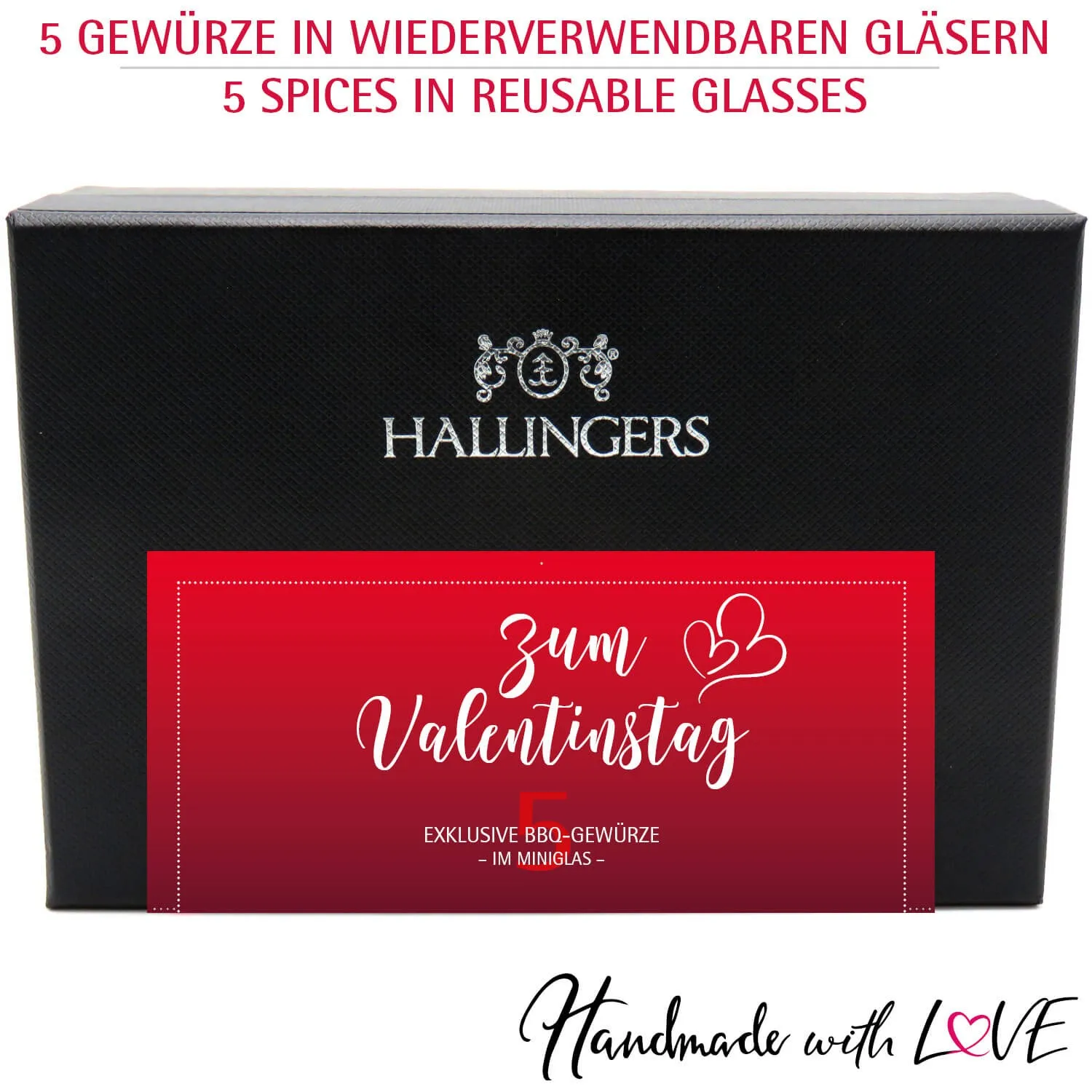 Zum Valentinstag - Gewürz-Set, 5er Geschenkbox & Booklet