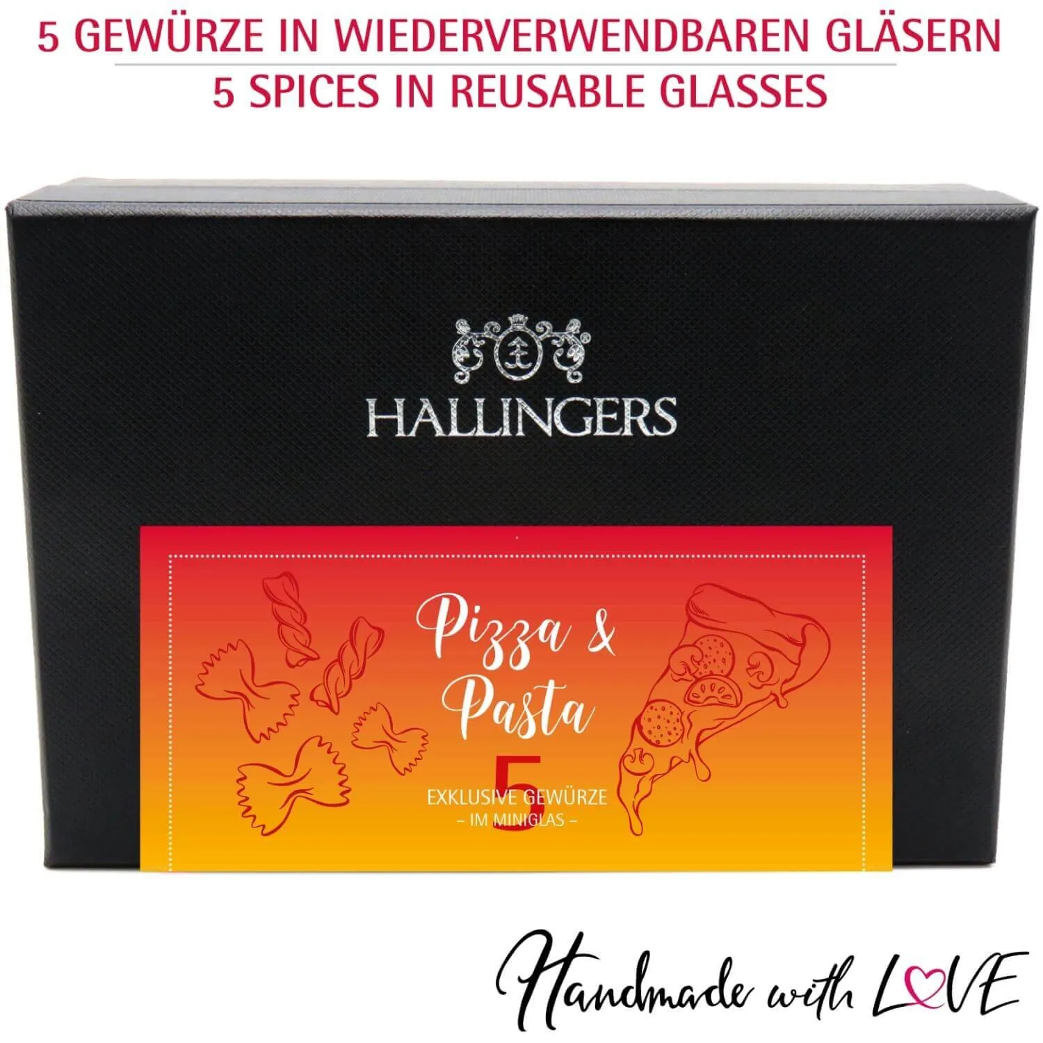 Pizza & Pasta - Gewürz-Set, 5er Geschenkbox & Booklet
