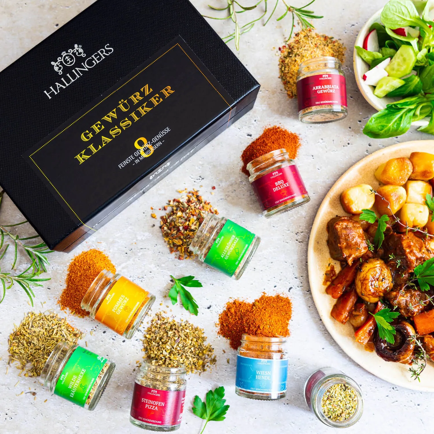 GEWÜRZ SET IN DER GESCHENKBOX - 8 Gewürze aus aller Welt als exklusive Gourmet-Selektion, stilvoll verpackt in einer hochwertigen Geschenkbox mit Rezept-Booklet. Die besondere Geschenkidee für Feinschmecker, Hobbyköche & Genussmomente