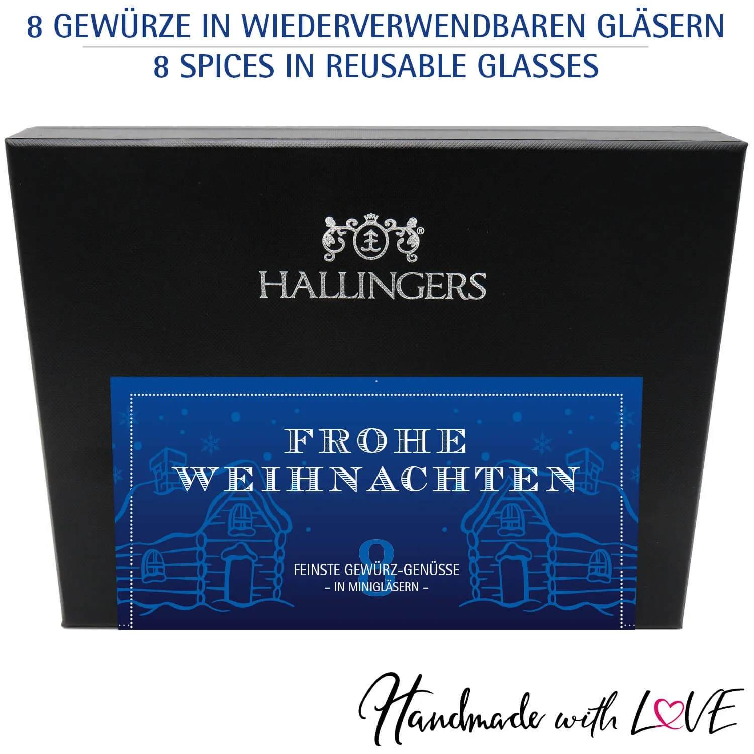 Frohe Weihnachten - Gewürz-Set, 8er Geschenkbox & Booklet