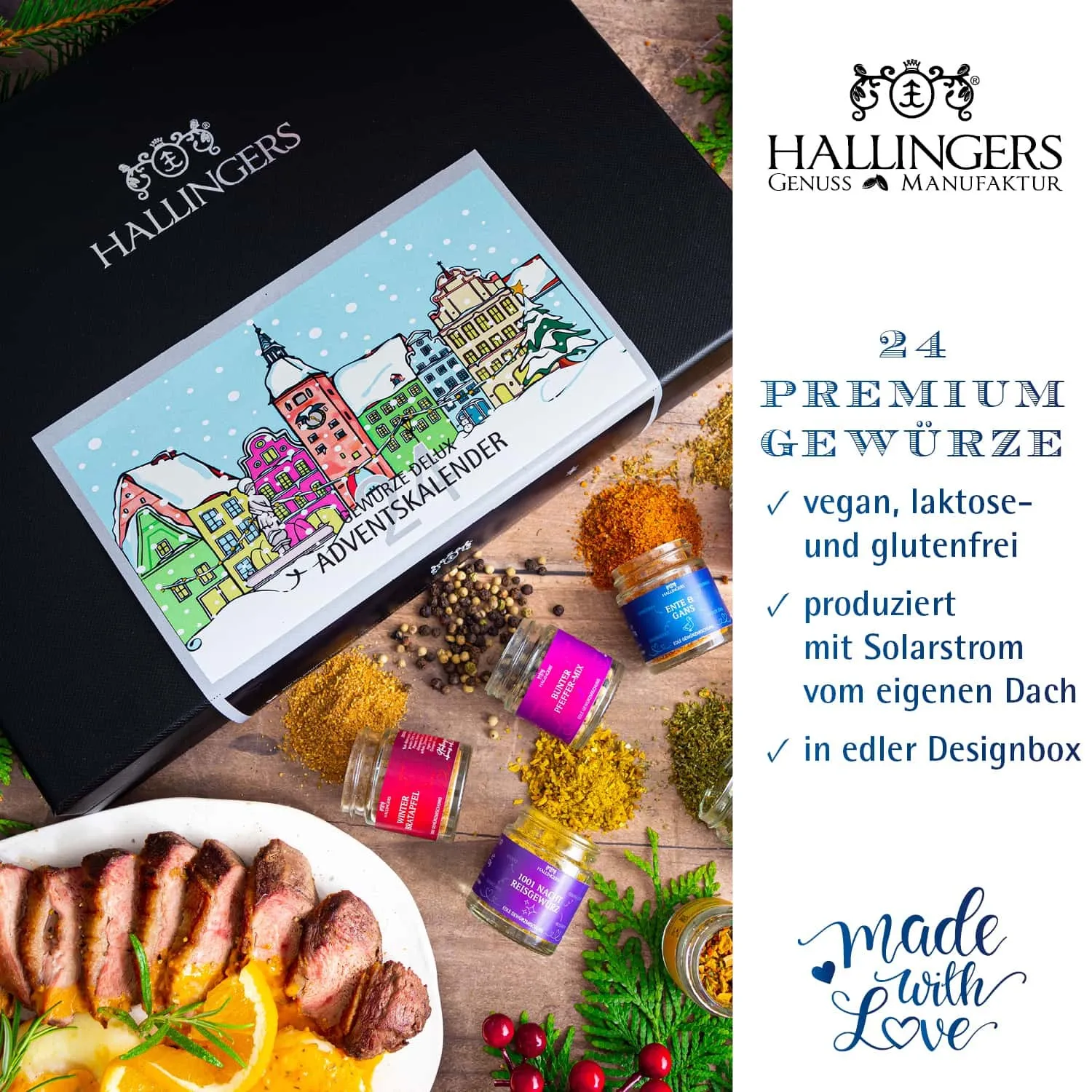 GEWÜRZ ADVENTSKALENDER - 24 Gewürze aus aller Welt als exklusive Gourmet-Selektion, stilvoll verpackt in einer edlen Box mit Rezept-Booklet. 24 besondere Genussmomente für Feinschmecker, Hobbyköche & die Adventszeit