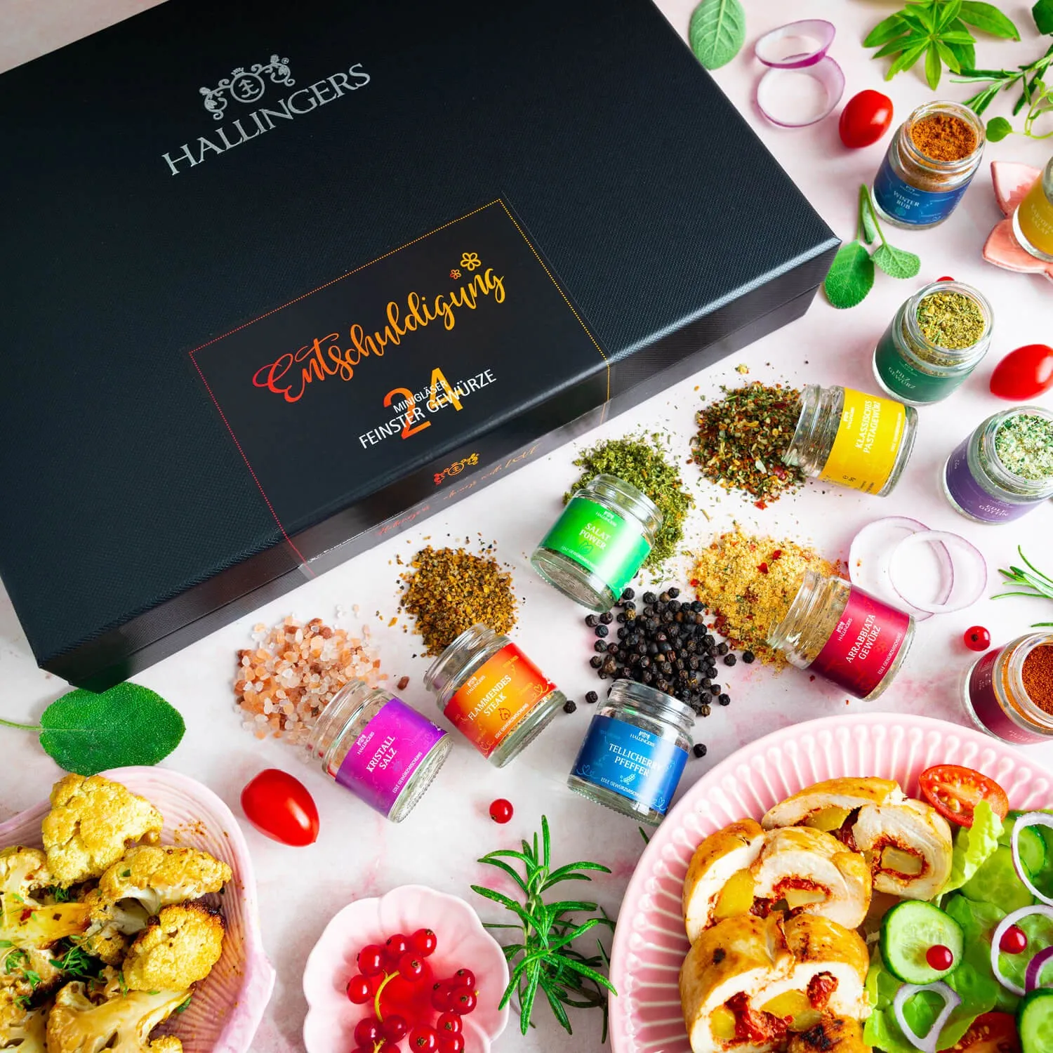 GEWÜRZ SET IN DER GESCHENKBOX - 24 Gewürze aus aller Welt als exklusive Gourmet-Selektion, stilvoll verpackt in einer hochwertigen Geschenkbox mit Rezept-Booklet. Die besondere Geschenkidee für Feinschmecker, Hobbyköche & Genussmomente